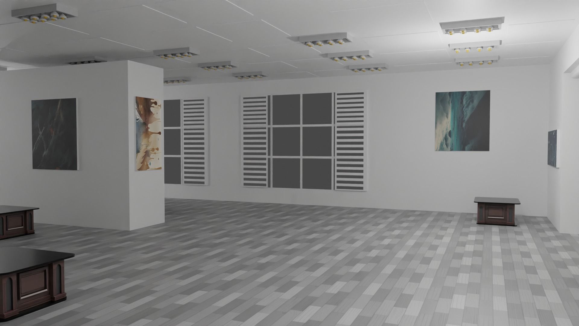 EXHIBITION HALL - art gallery  Low-poly 3D model_4