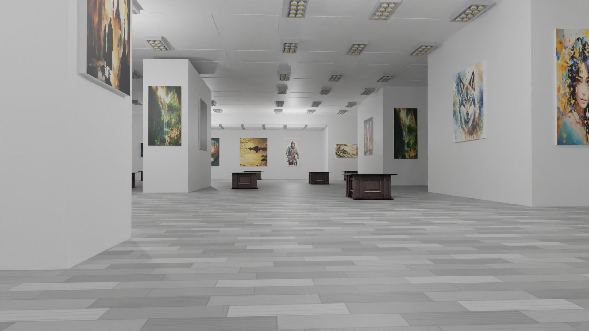 EXHIBITION HALL - art gallery  Low-poly 3D model_5