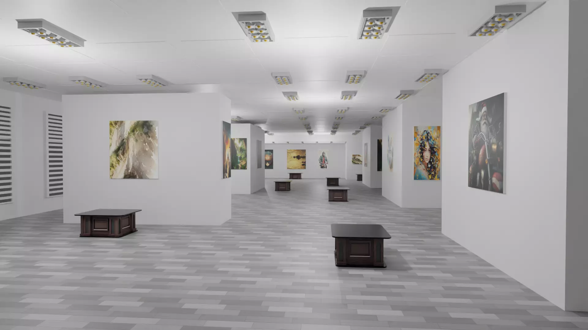 EXHIBITION HALL - art gallery  Low-poly 3D model_0