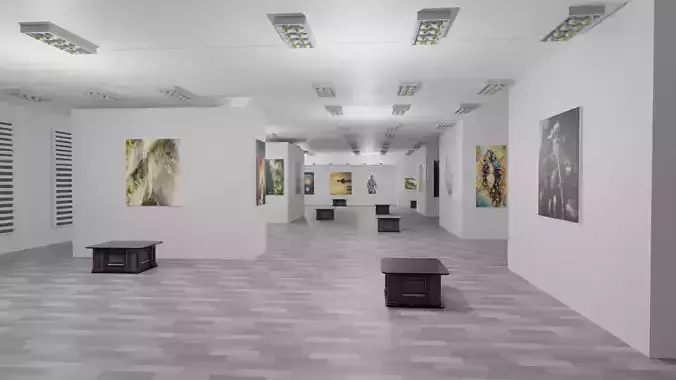 EXHIBITION HALL - art gallery  Low-poly 3D model