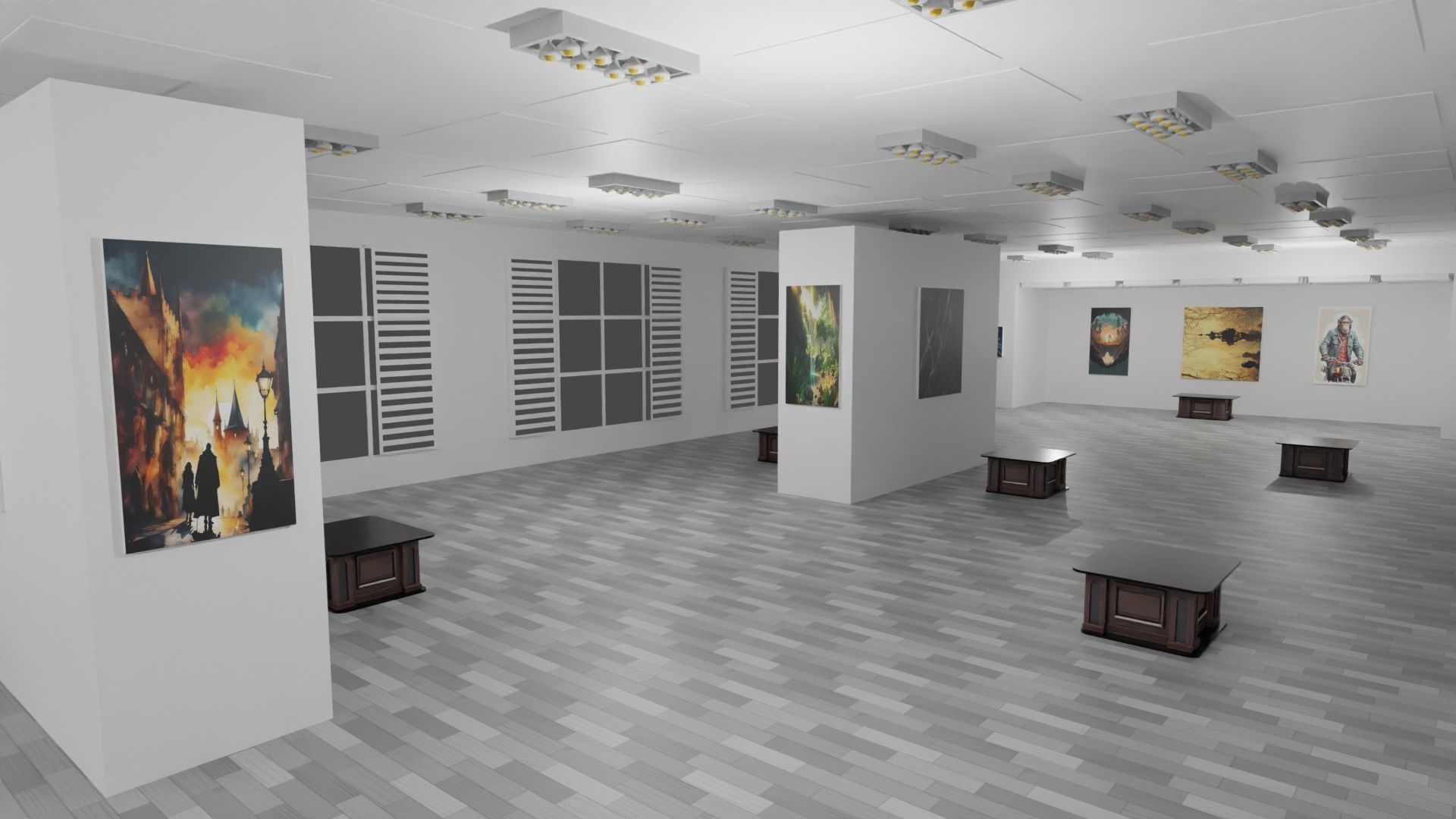 EXHIBITION HALL - art gallery  Low-poly 3D model_1