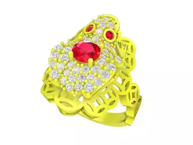 A7093 Diamond Lucky Toad Coin Ring