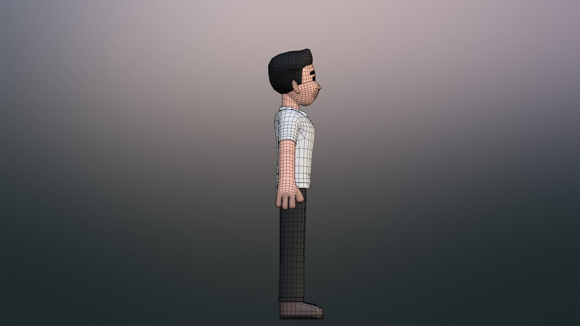 Minimal Simple Man Cartoon Character Low-poly 3D model_27