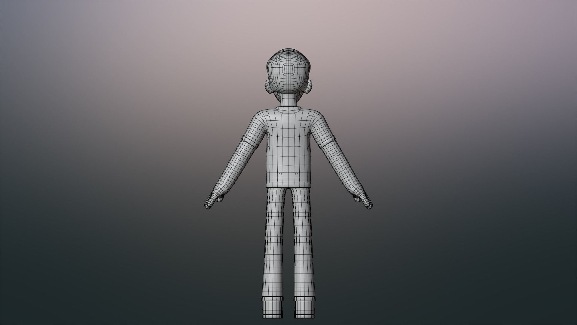 Minimal Simple Man Cartoon Character Low-poly 3D model_24