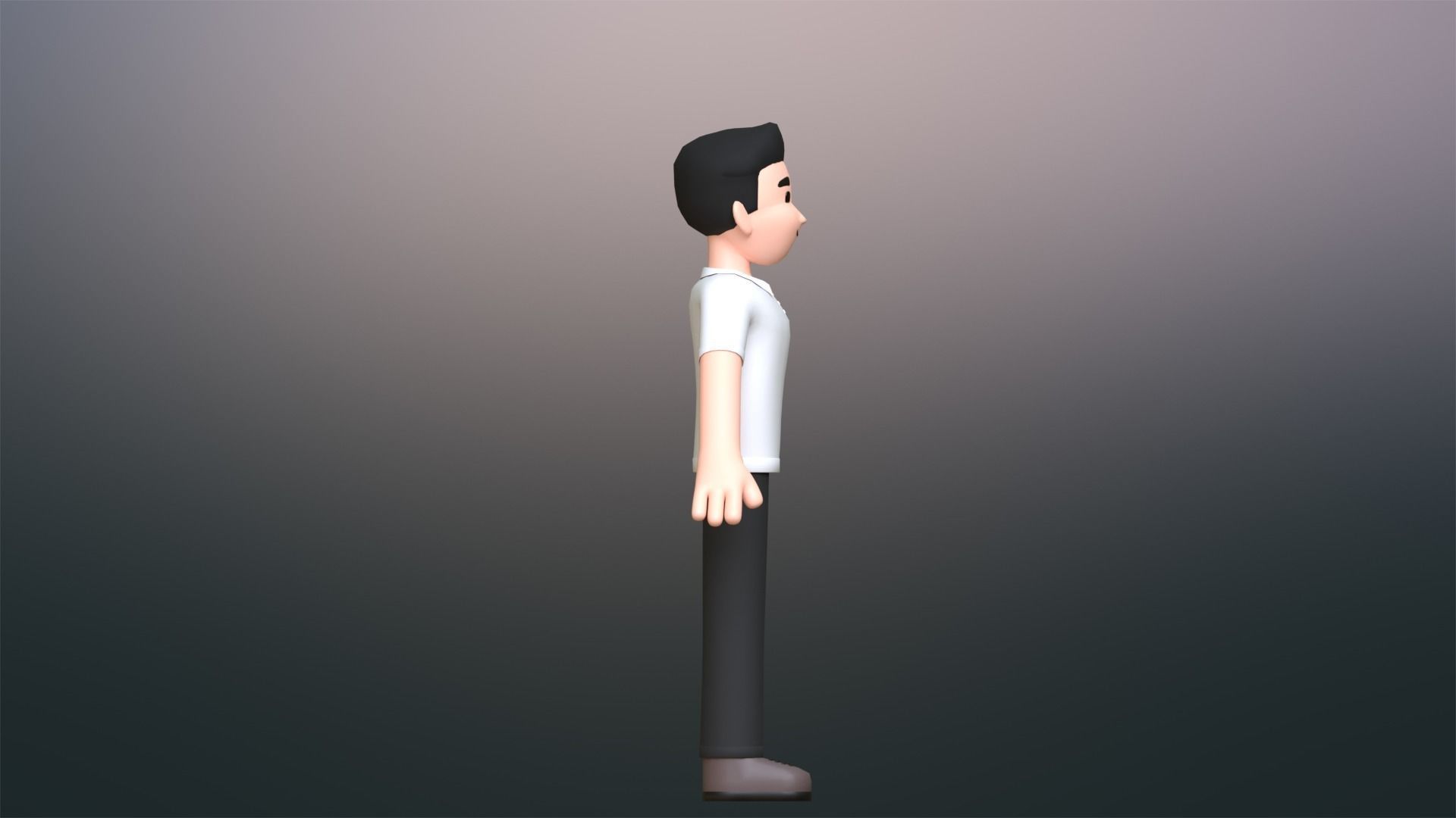 Minimal Simple Man Cartoon Character Low-poly 3D model_11