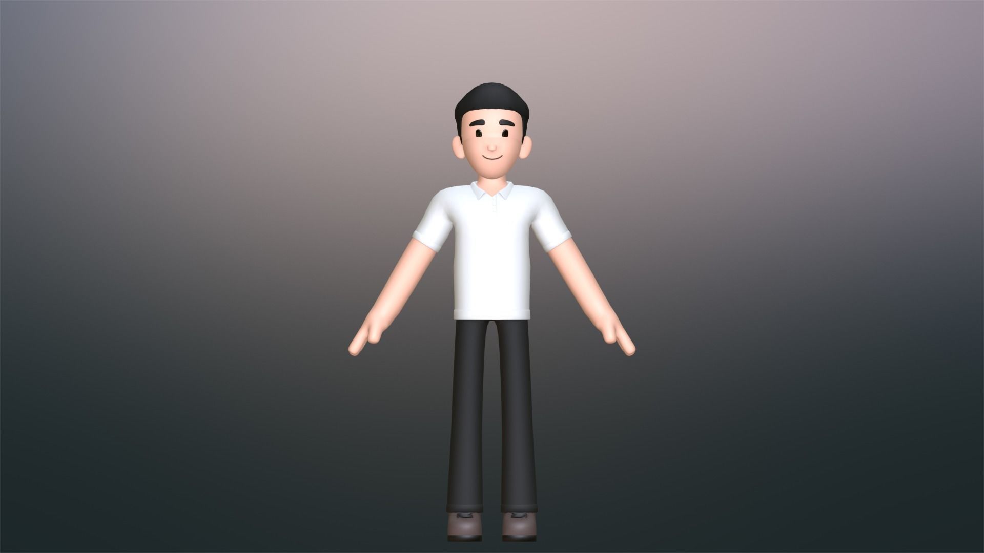 Minimal Simple Man Cartoon Character Low-poly 3D model_14