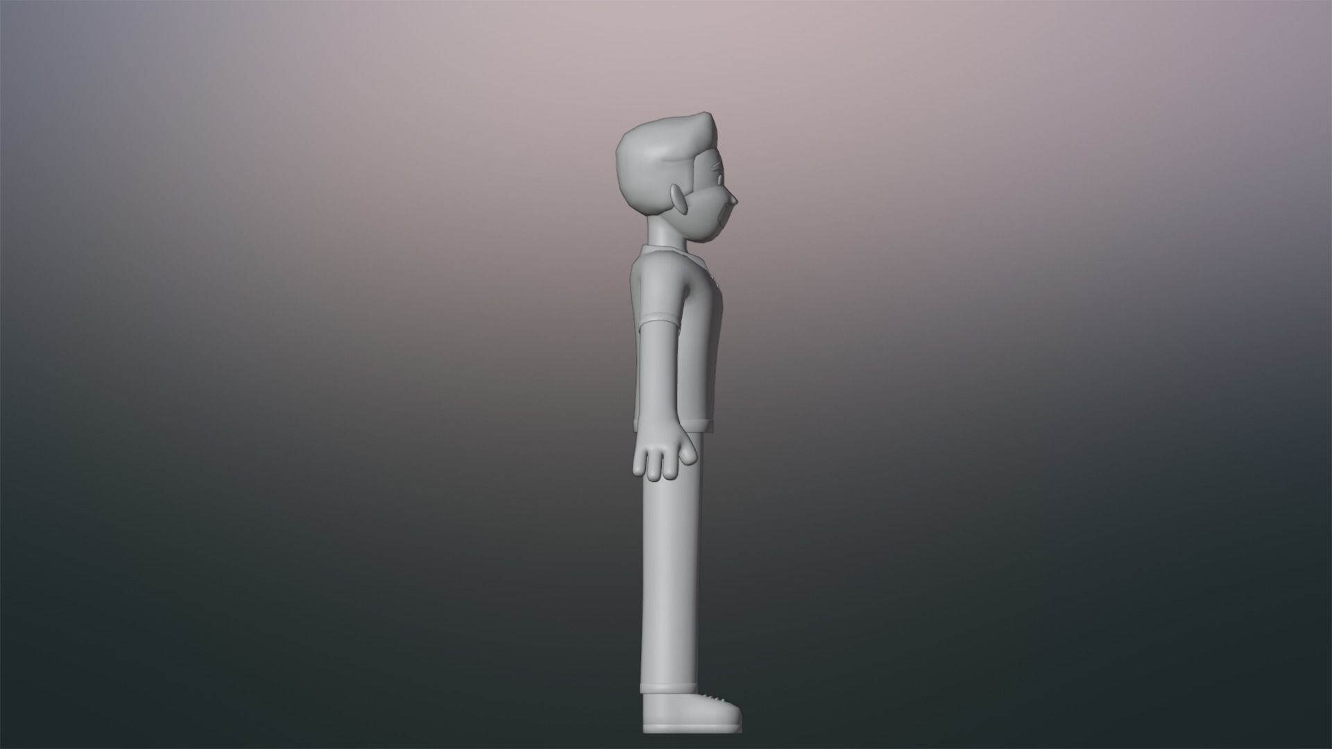 Minimal Simple Man Cartoon Character Low-poly 3D model_19
