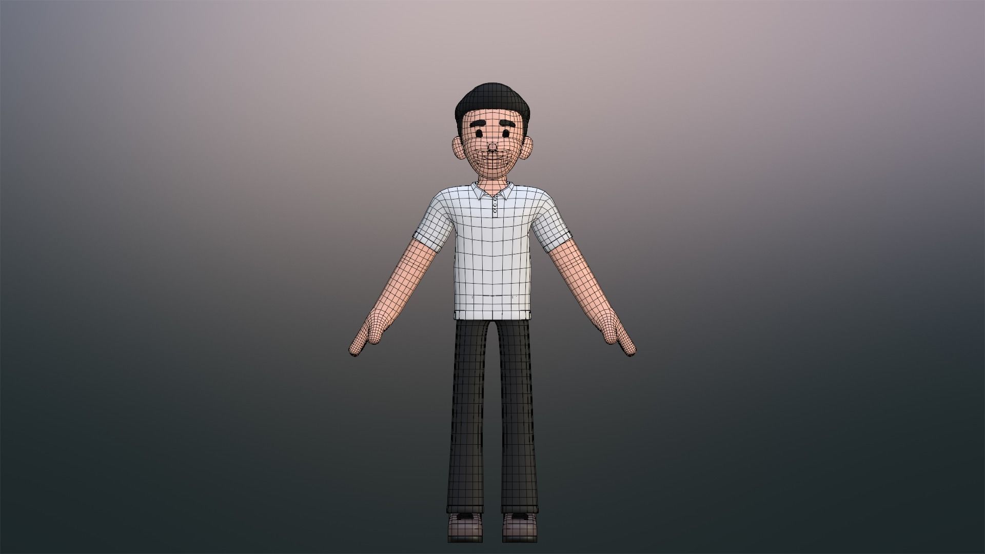 Minimal Simple Man Cartoon Character Low-poly 3D model_26
