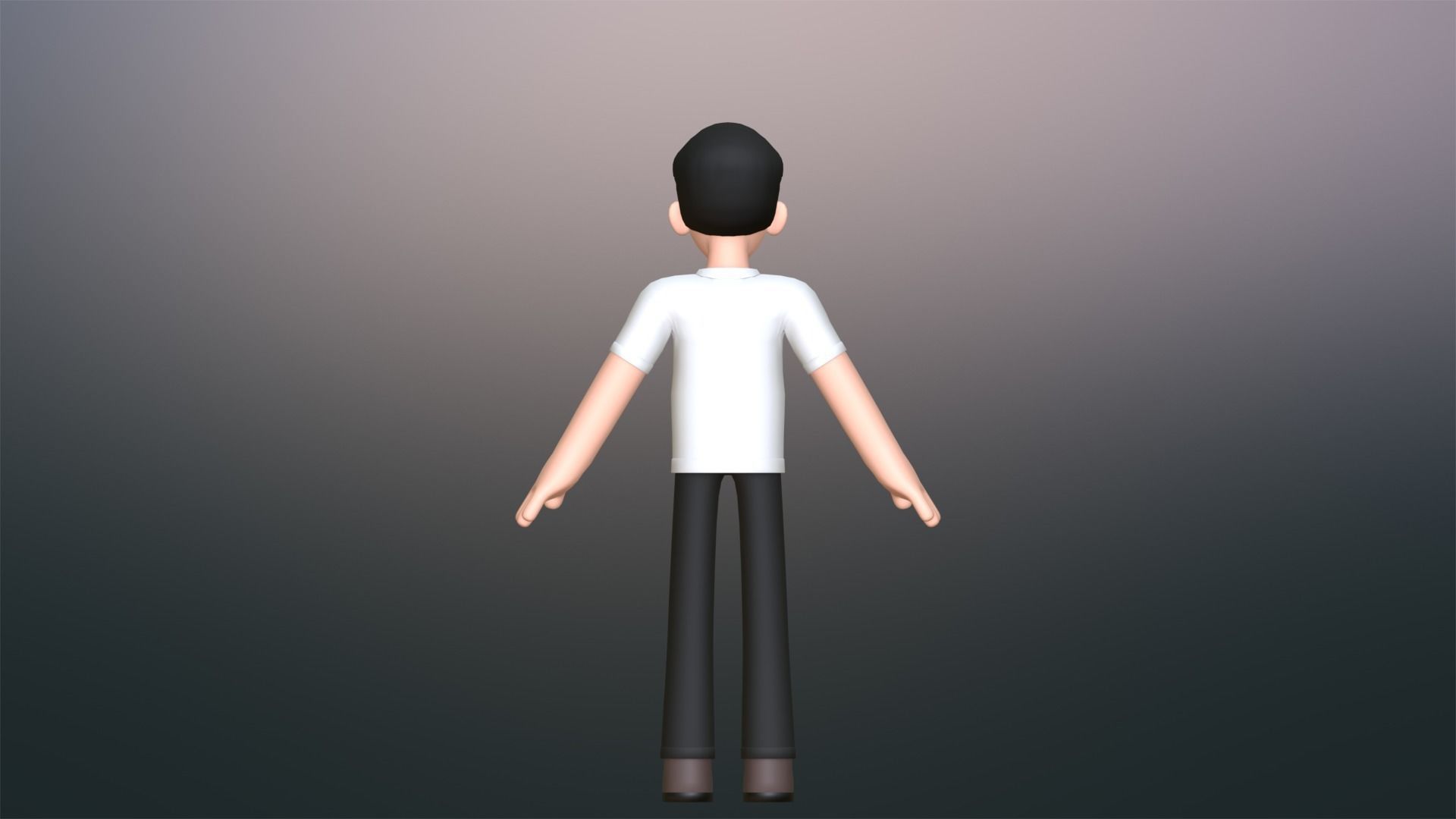 Minimal Simple Man Cartoon Character Low-poly 3D model_16
