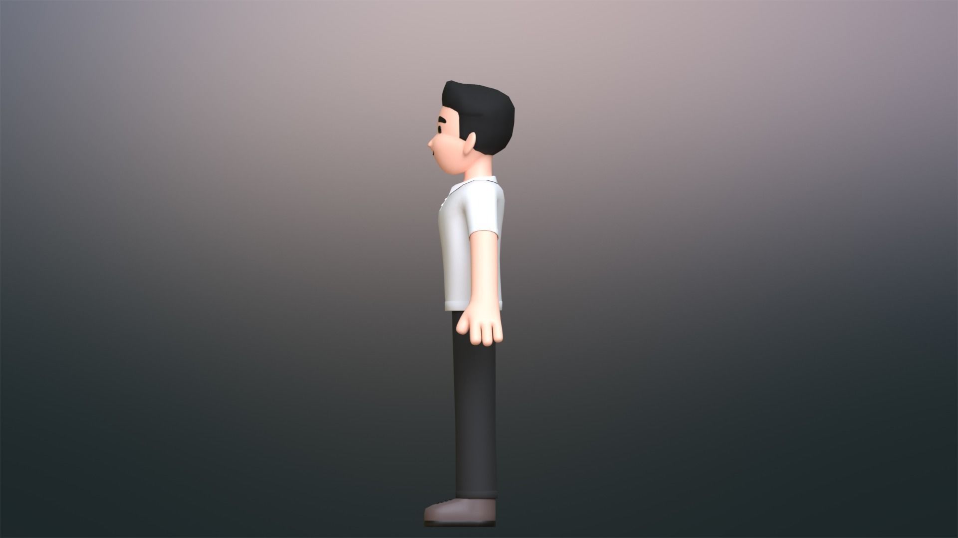Minimal Simple Man Cartoon Character Low-poly 3D model_13