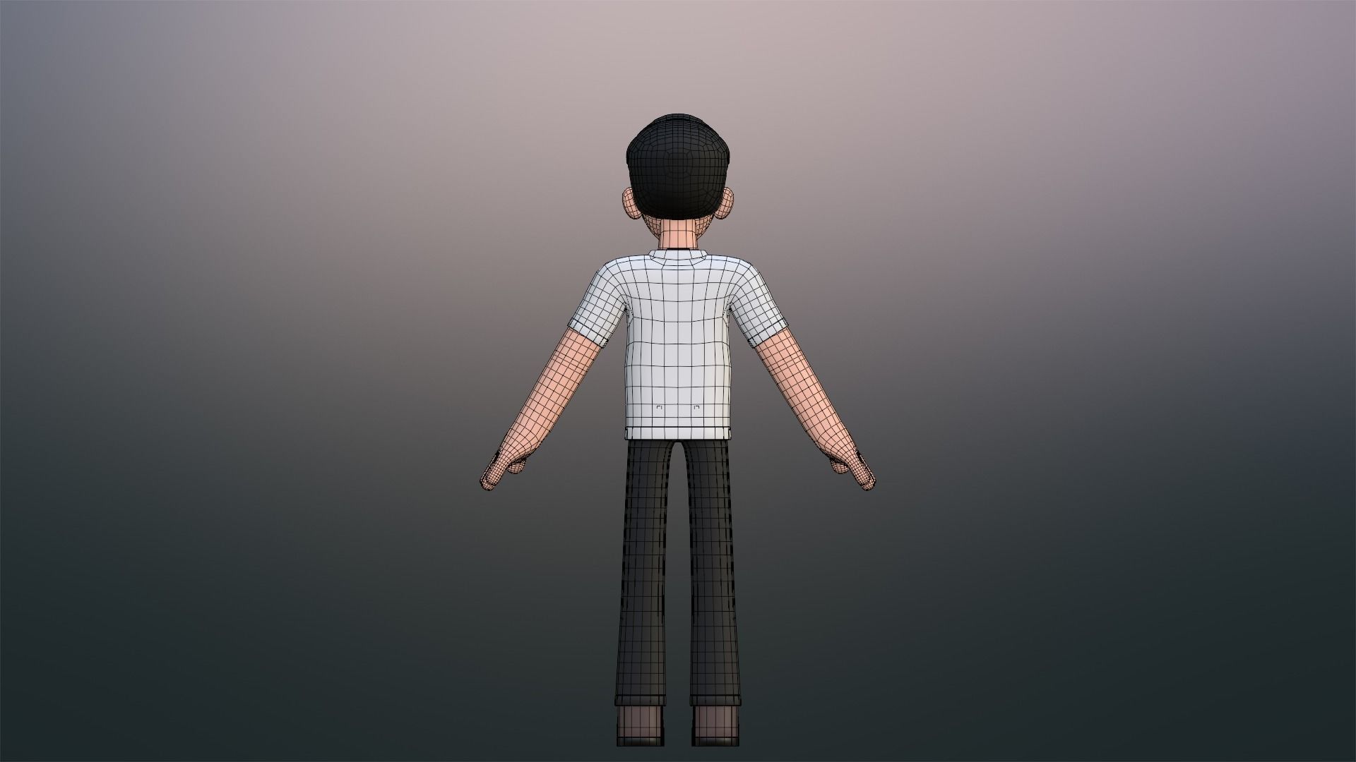 Minimal Simple Man Cartoon Character Low-poly 3D model_28