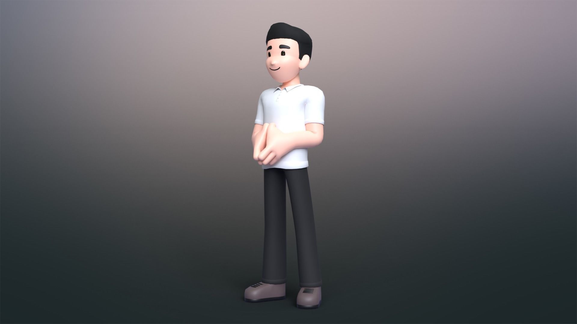 Minimal Simple Man Cartoon Character Low-poly 3D model_4