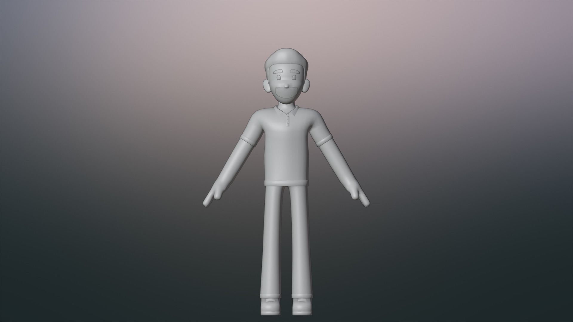Minimal Simple Man Cartoon Character Low-poly 3D model_18