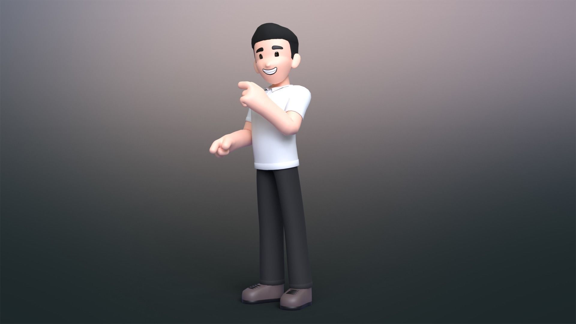 Minimal Simple Man Cartoon Character Low-poly 3D model_2