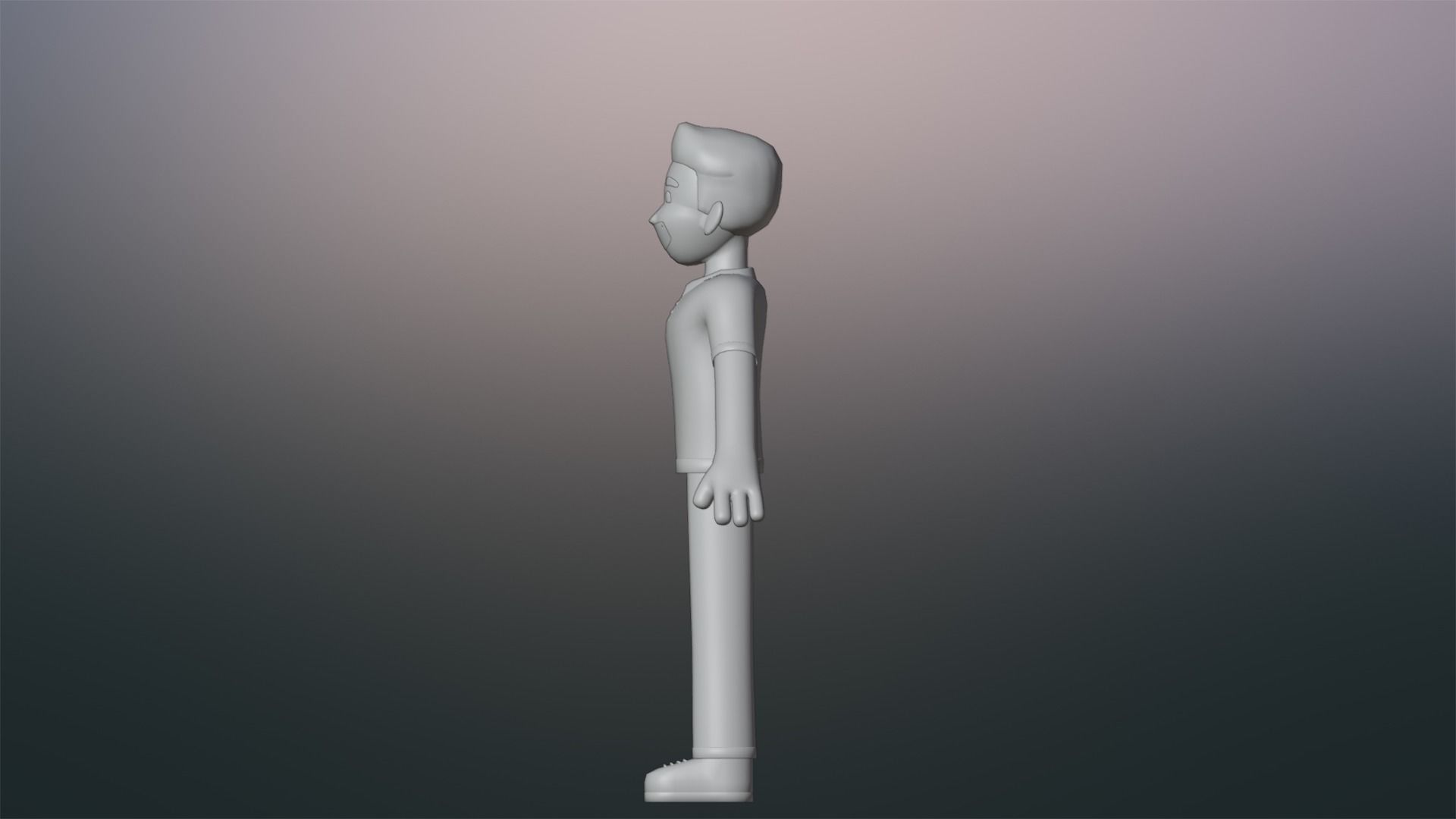 Minimal Simple Man Cartoon Character Low-poly 3D model_21