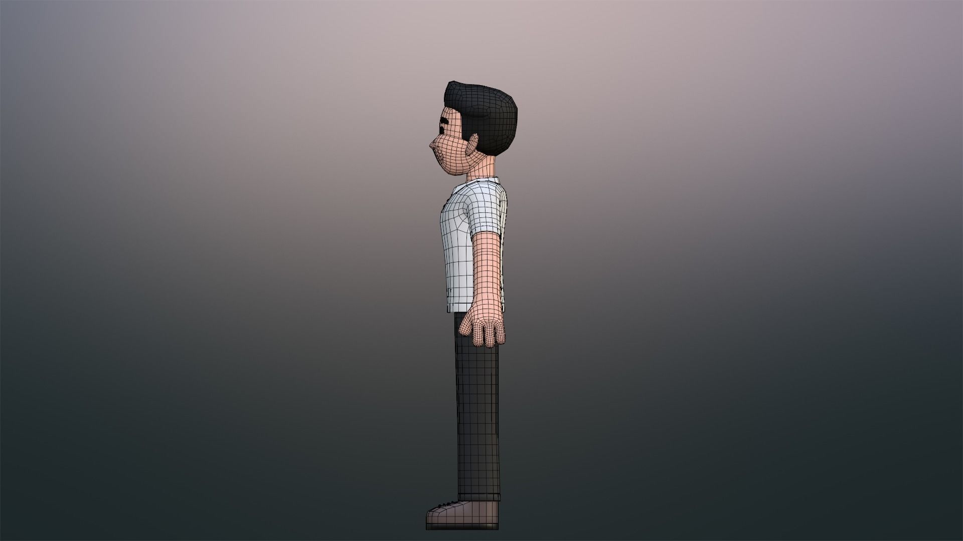 Minimal Simple Man Cartoon Character Low-poly 3D model_29