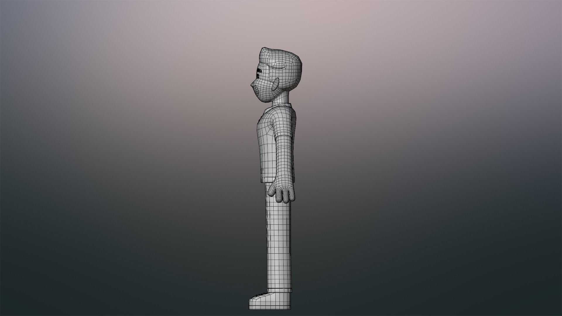 Minimal Simple Man Cartoon Character Low-poly 3D model_25
