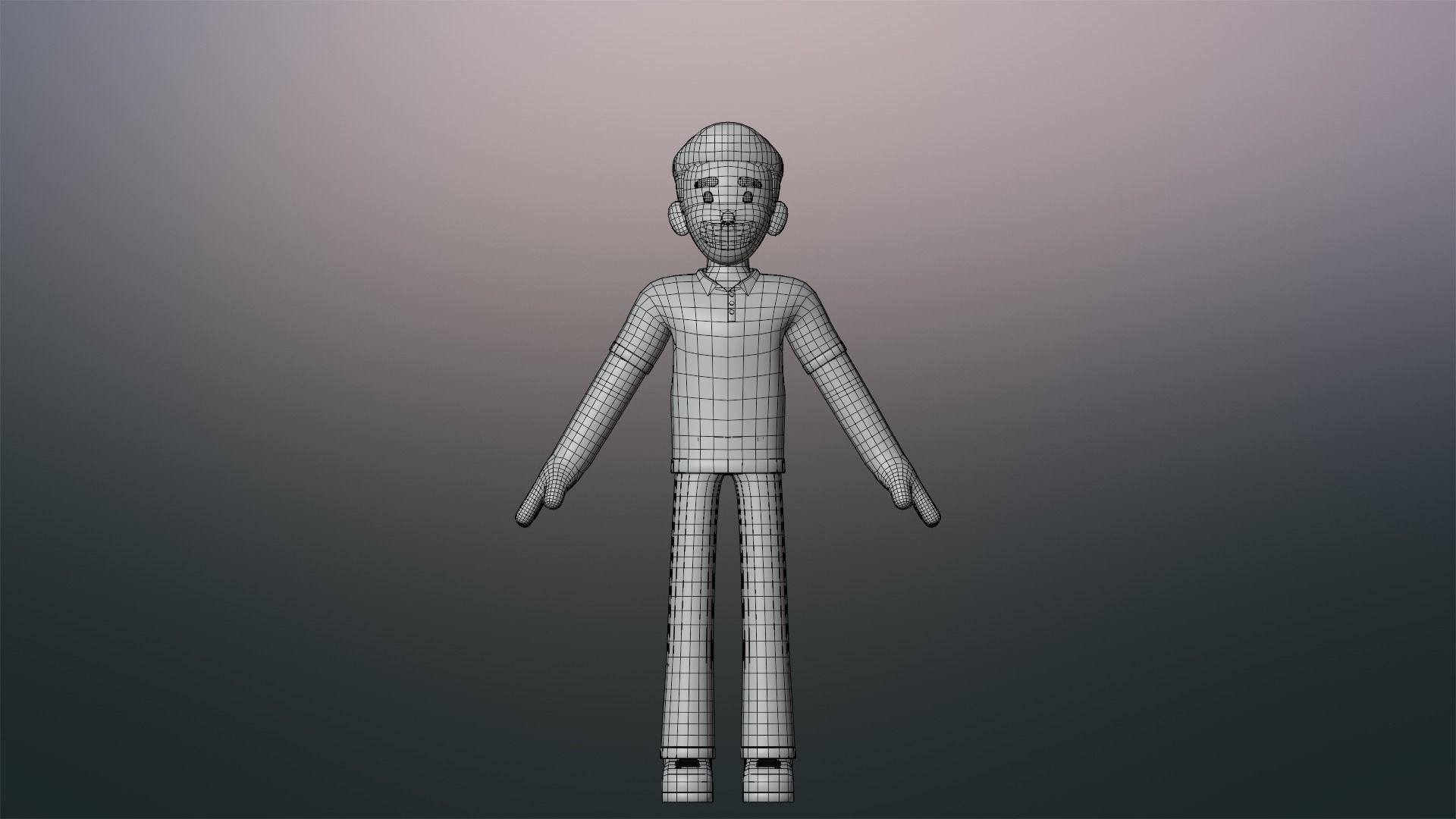 Minimal Simple Man Cartoon Character Low-poly 3D model_22