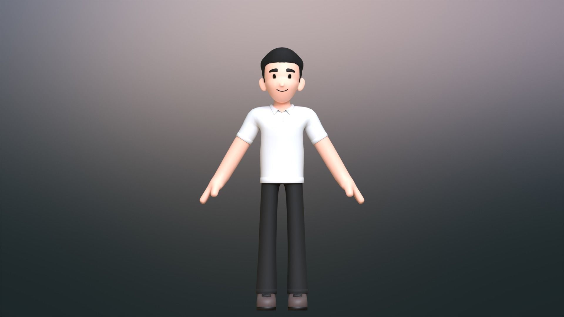 Minimal Simple Man Cartoon Character Low-poly 3D model_10