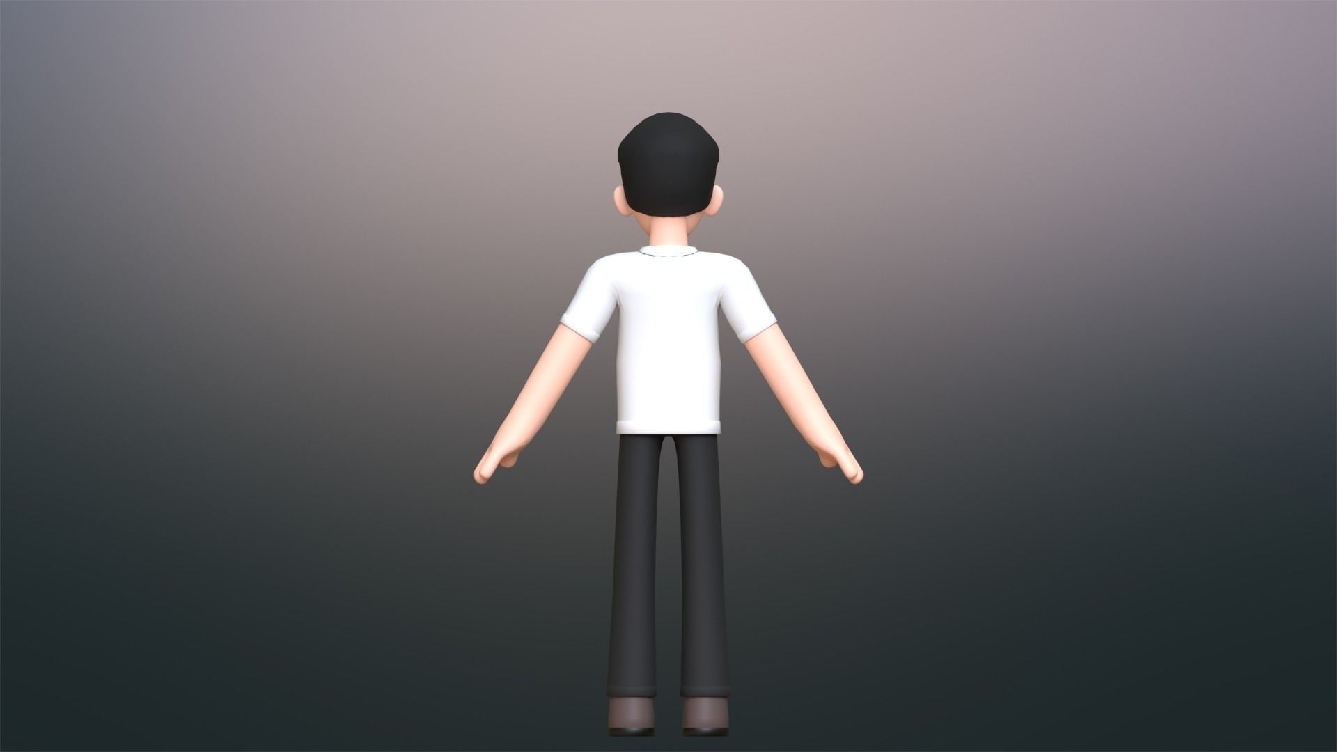 Minimal Simple Man Cartoon Character Low-poly 3D model_12