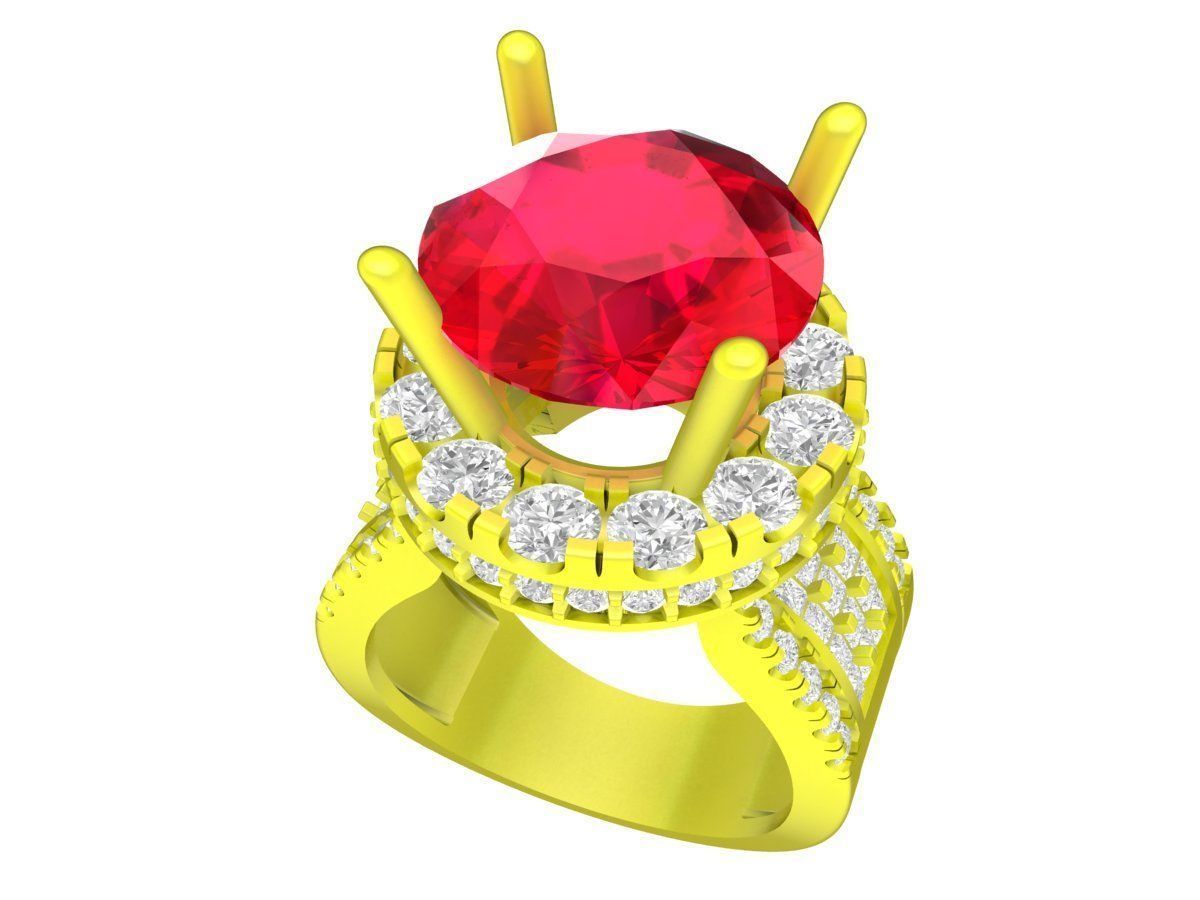 7354 korean style halo diamond women fashion ring 3D print model_2