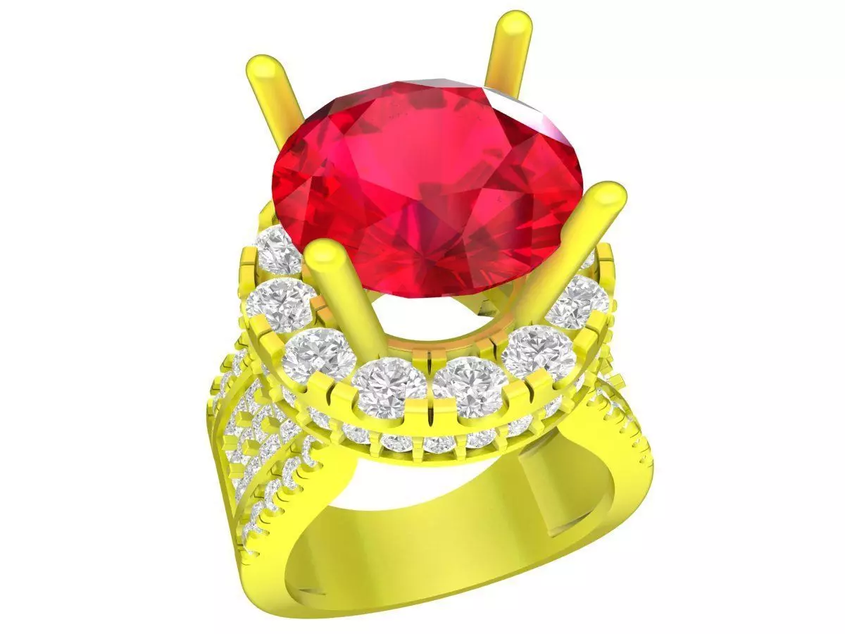 7354 korean style halo diamond women fashion ring 3D print model_0