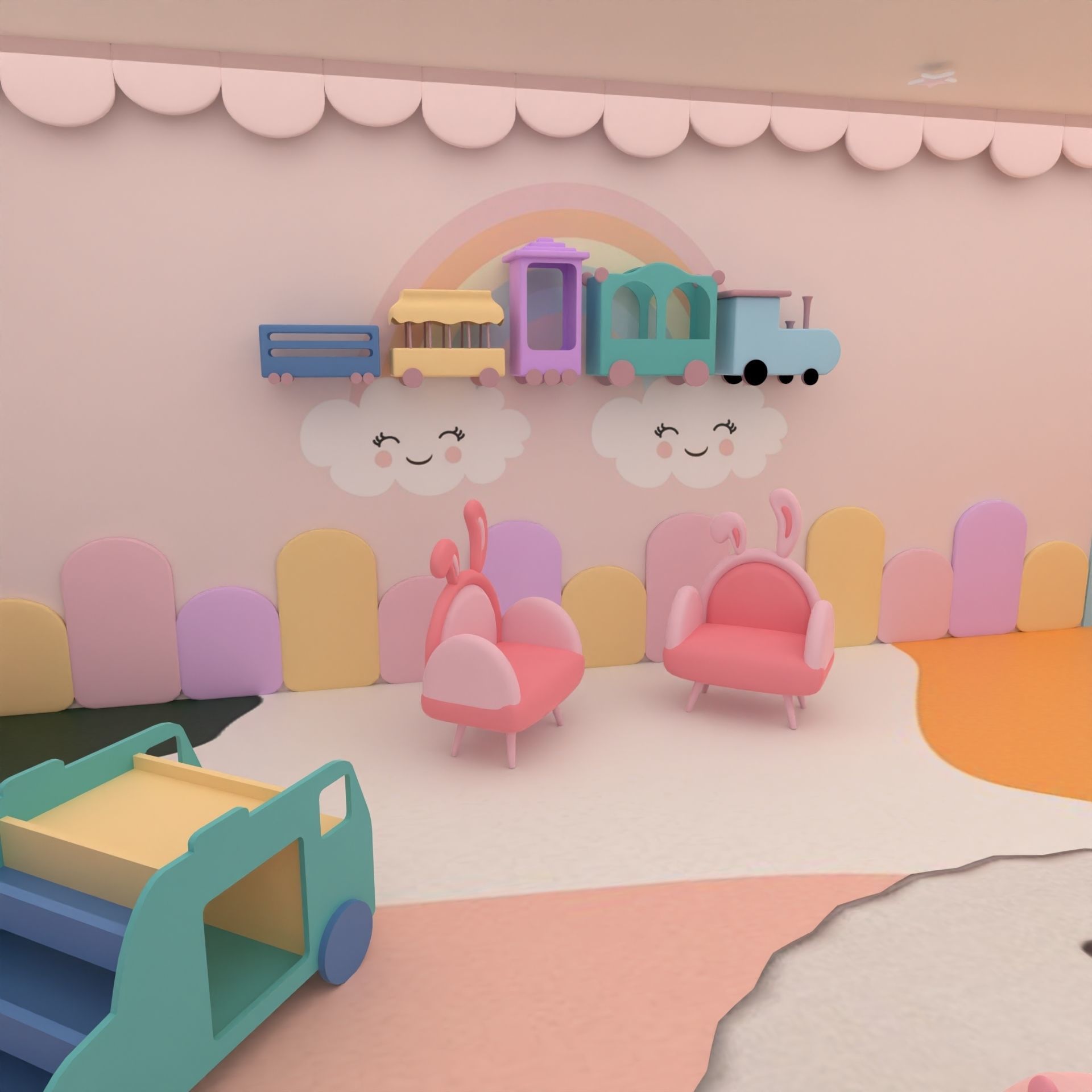 Stylized kids room 3D model_9