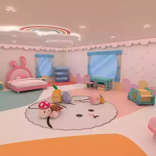 Stylized kids room 3D model