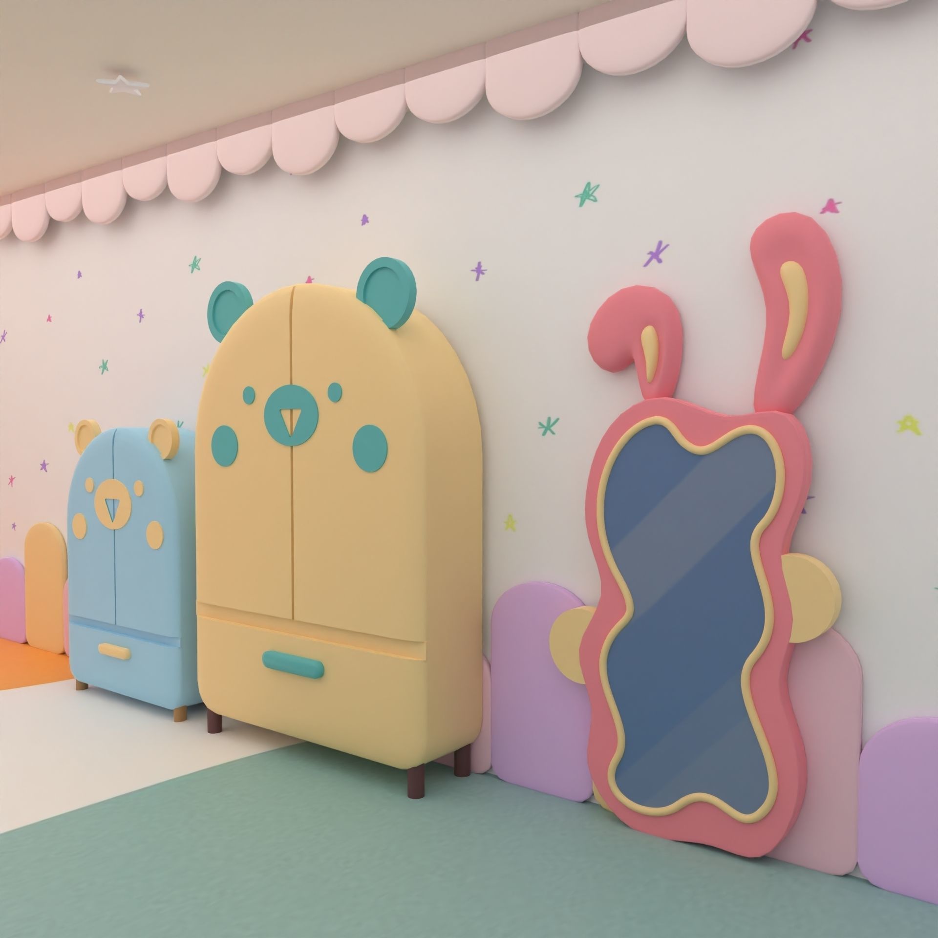 Stylized kids room 3D model_12