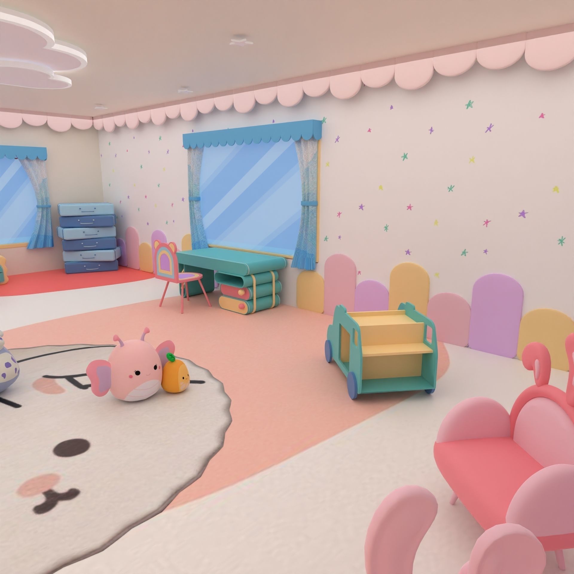 Stylized kids room 3D model_8