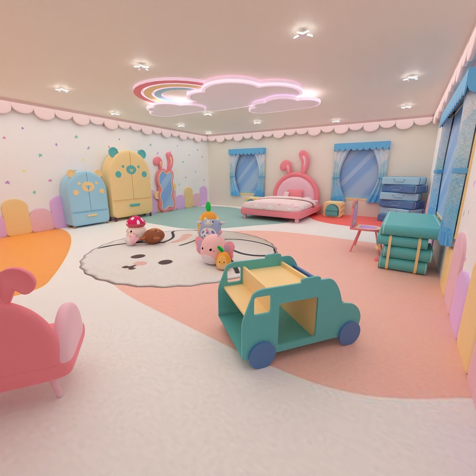 Stylized kids room 3D model_7