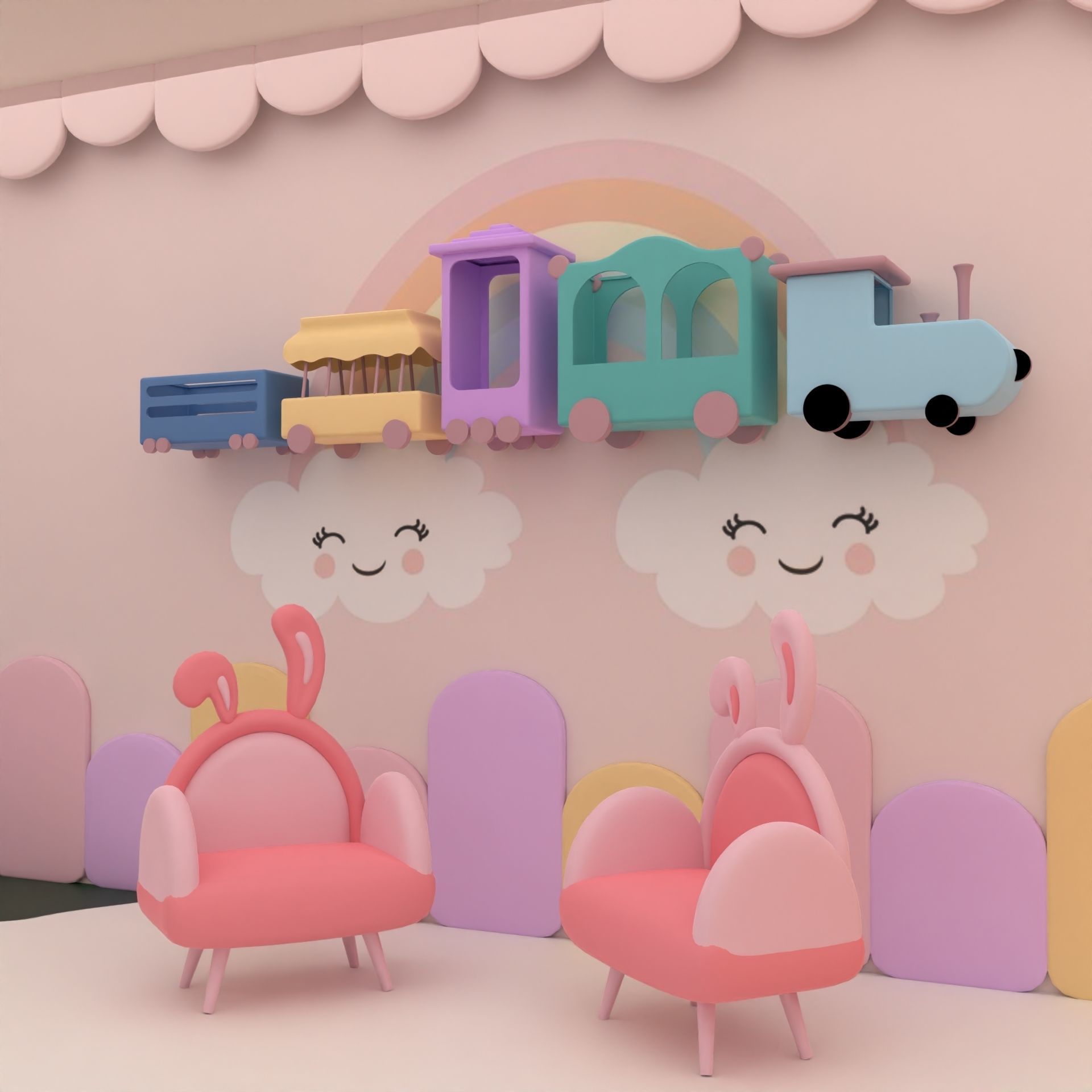 Stylized kids room 3D model_2