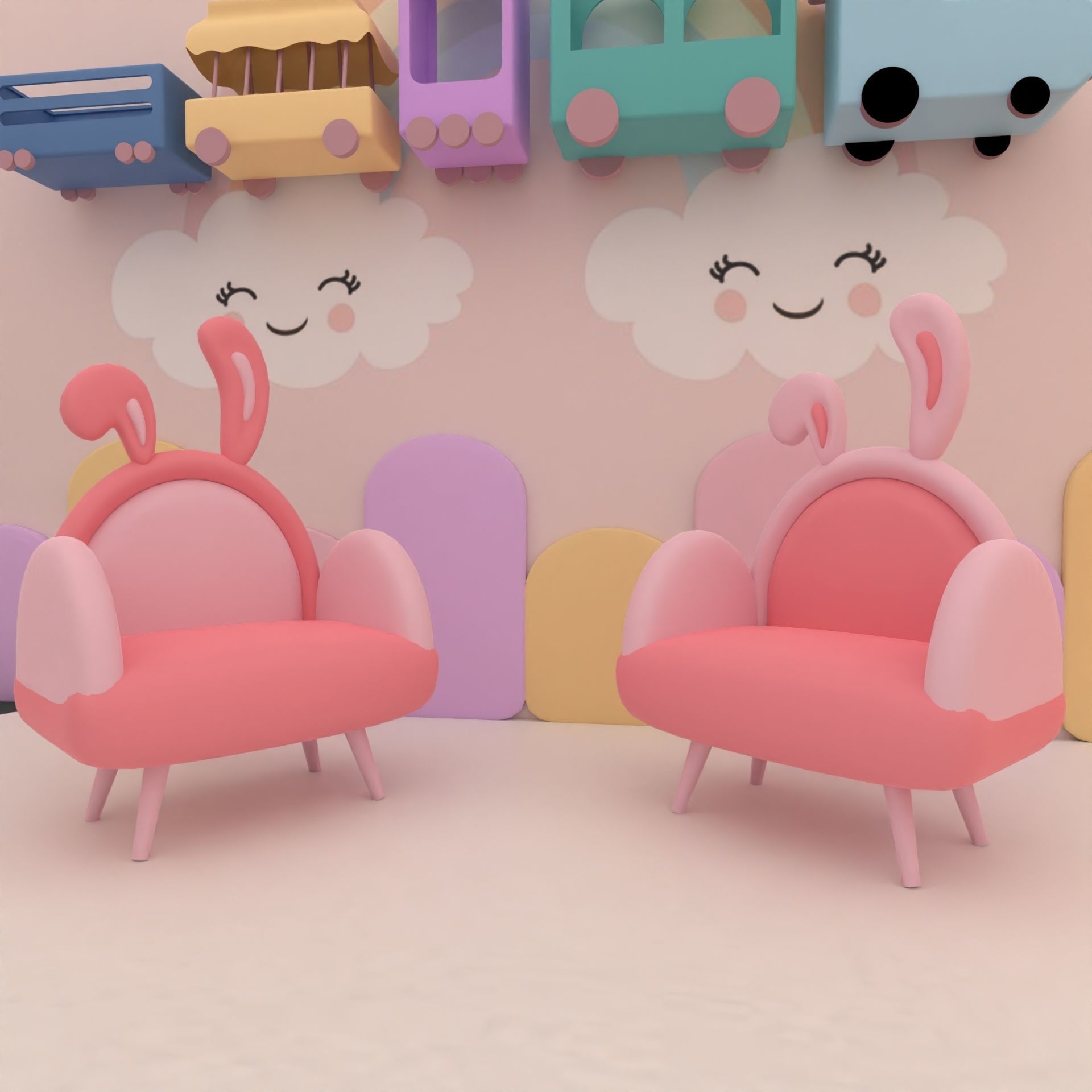 Stylized kids room 3D model_3