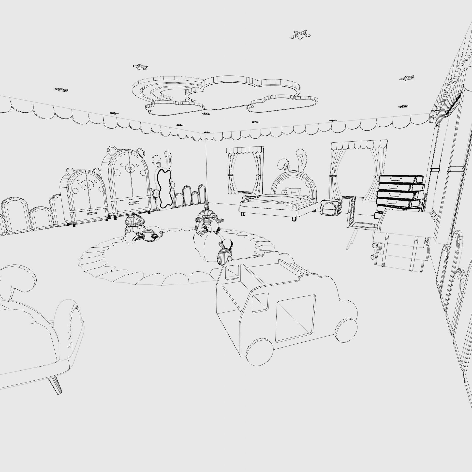 Stylized kids room 3D model_15