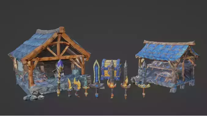 Blacksmith Stall and Weapons Pack