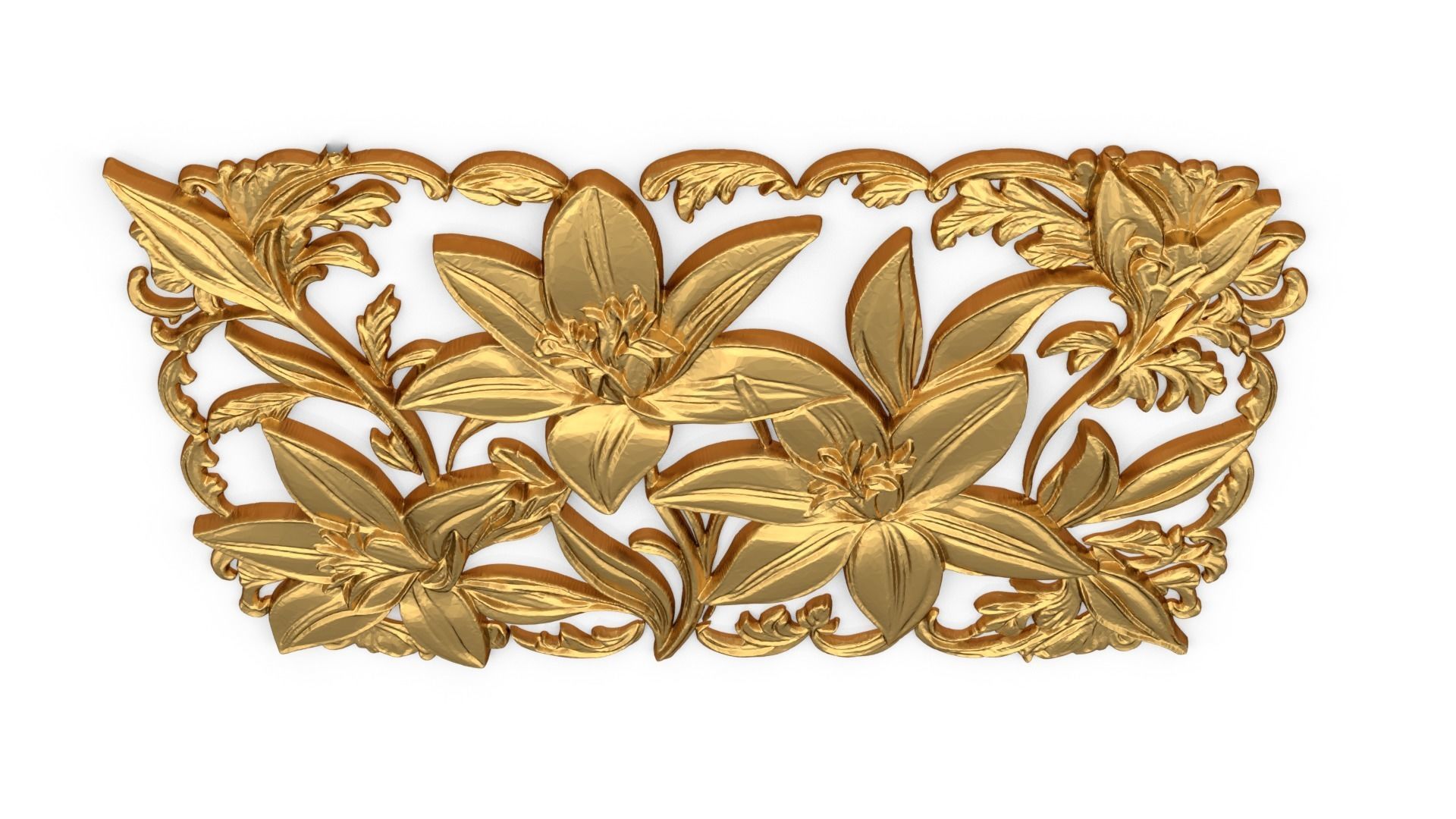 mural flowers decor set wall panel 01 3D model_4