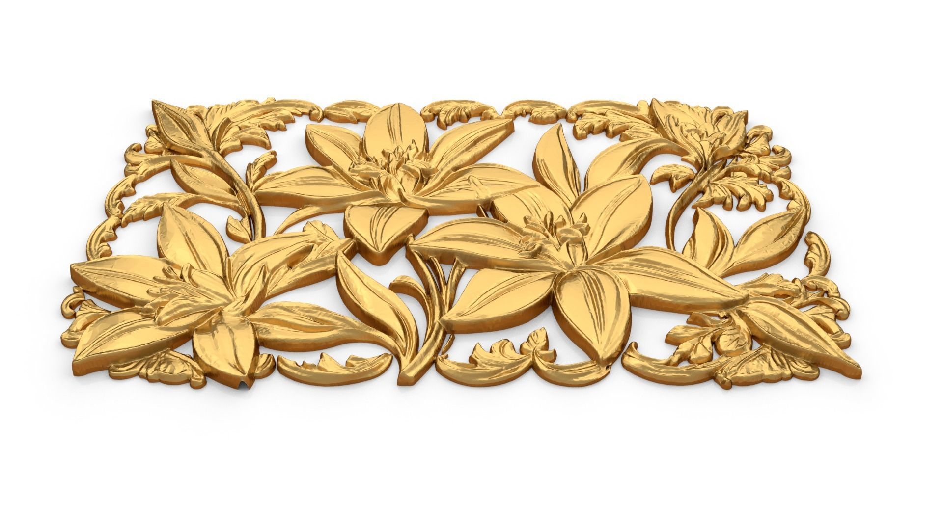 mural flowers decor set wall panel 01 3D model_3