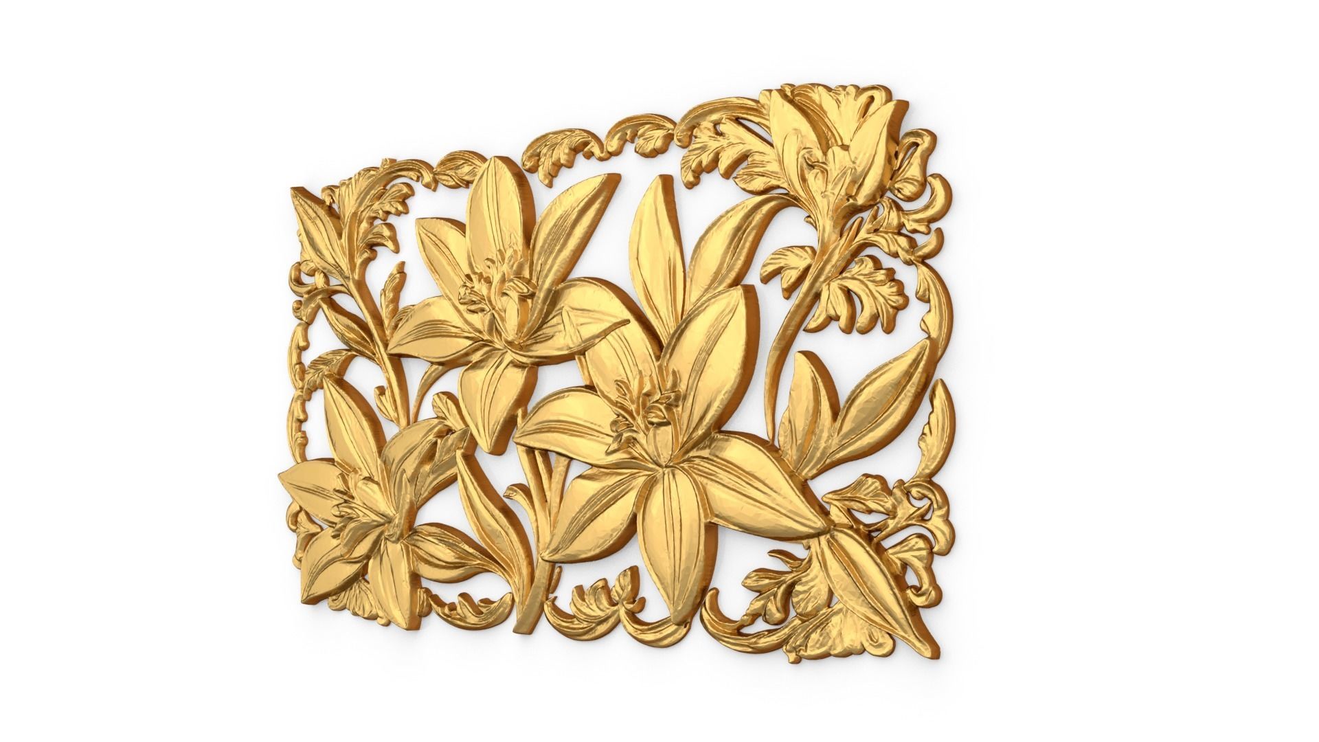 mural flowers decor set wall panel 01 3D model_2