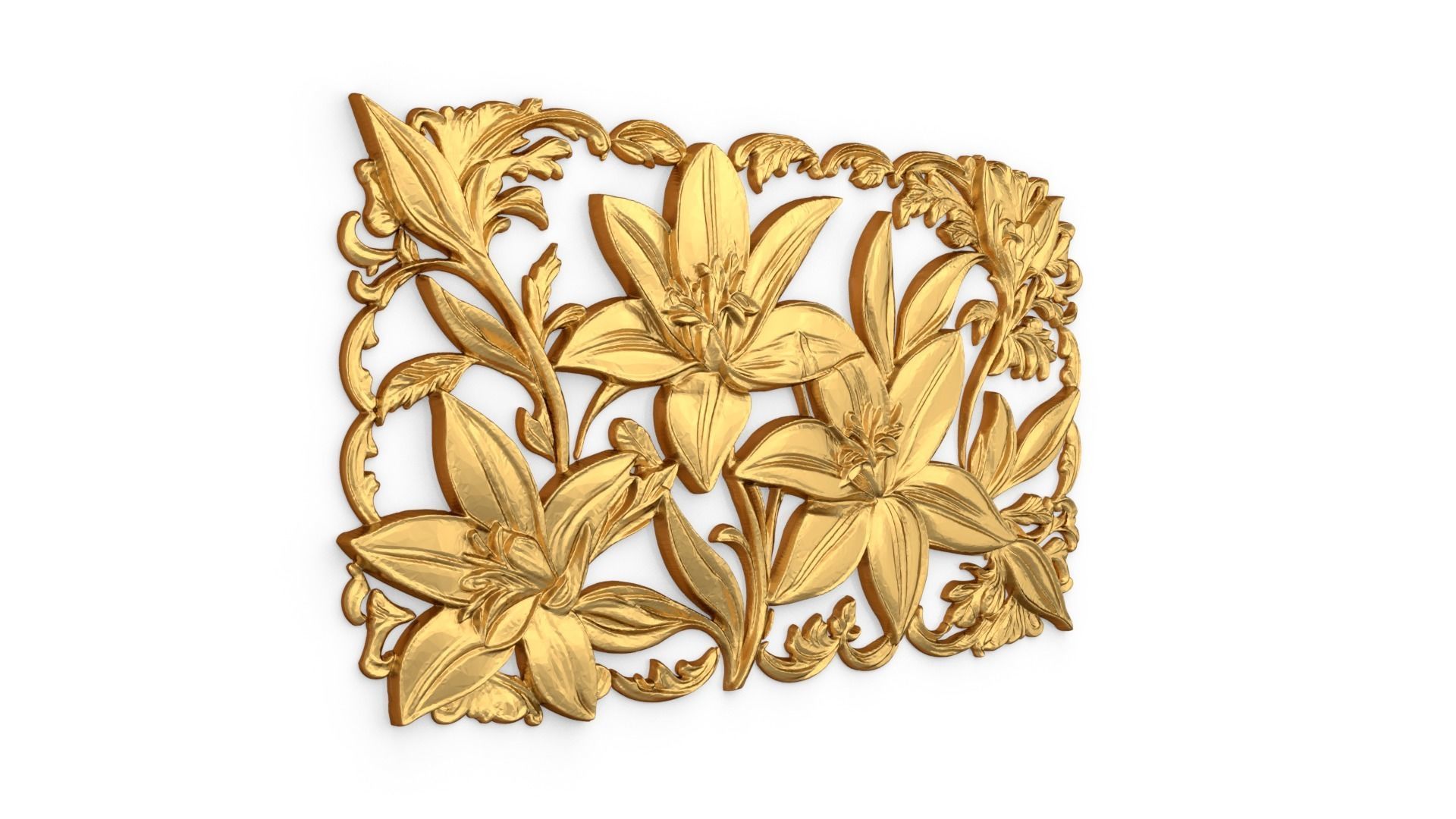 mural flowers decor set wall panel 01 3D model_1