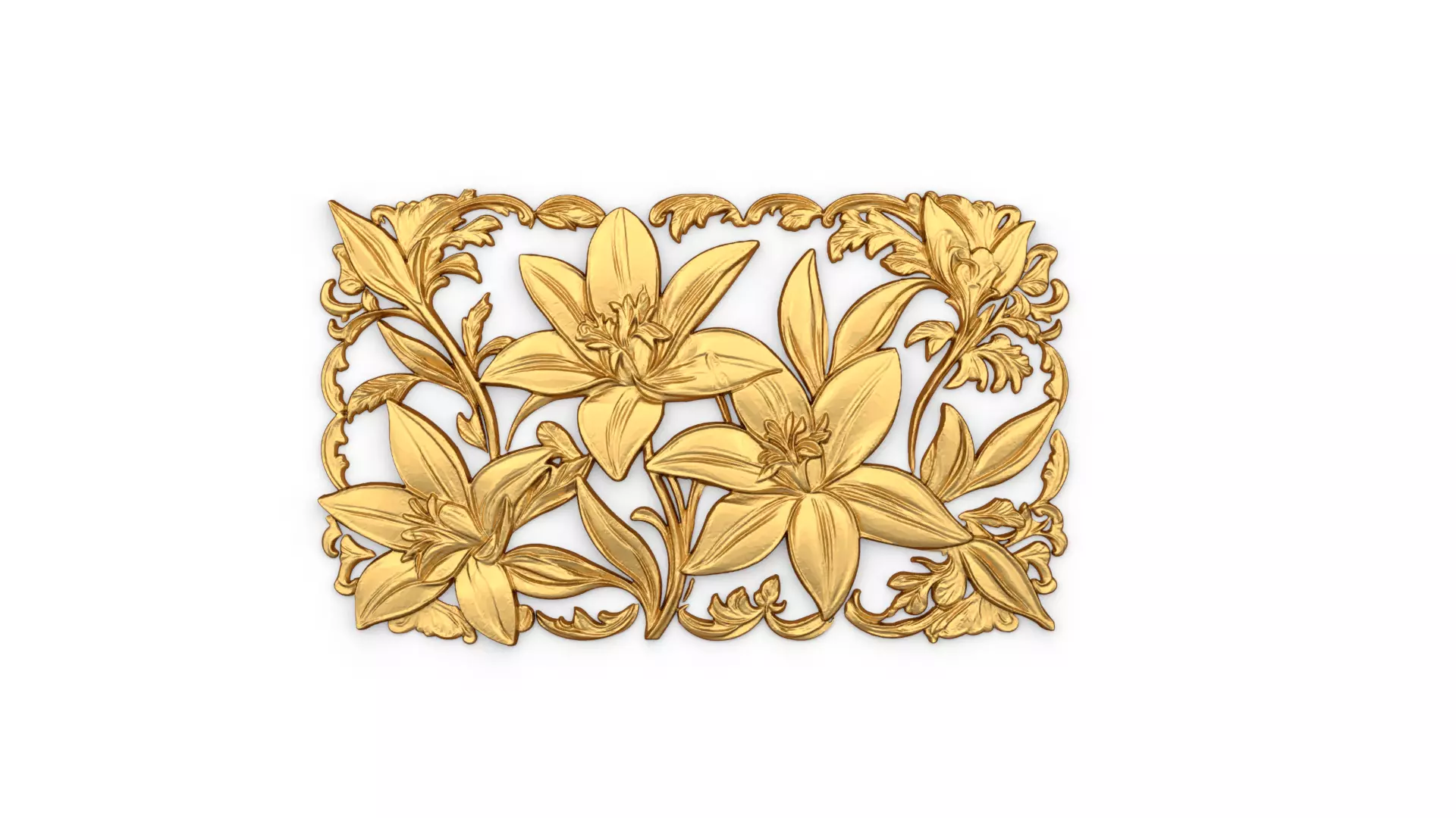 mural flowers decor set wall panel 01 3D model_0