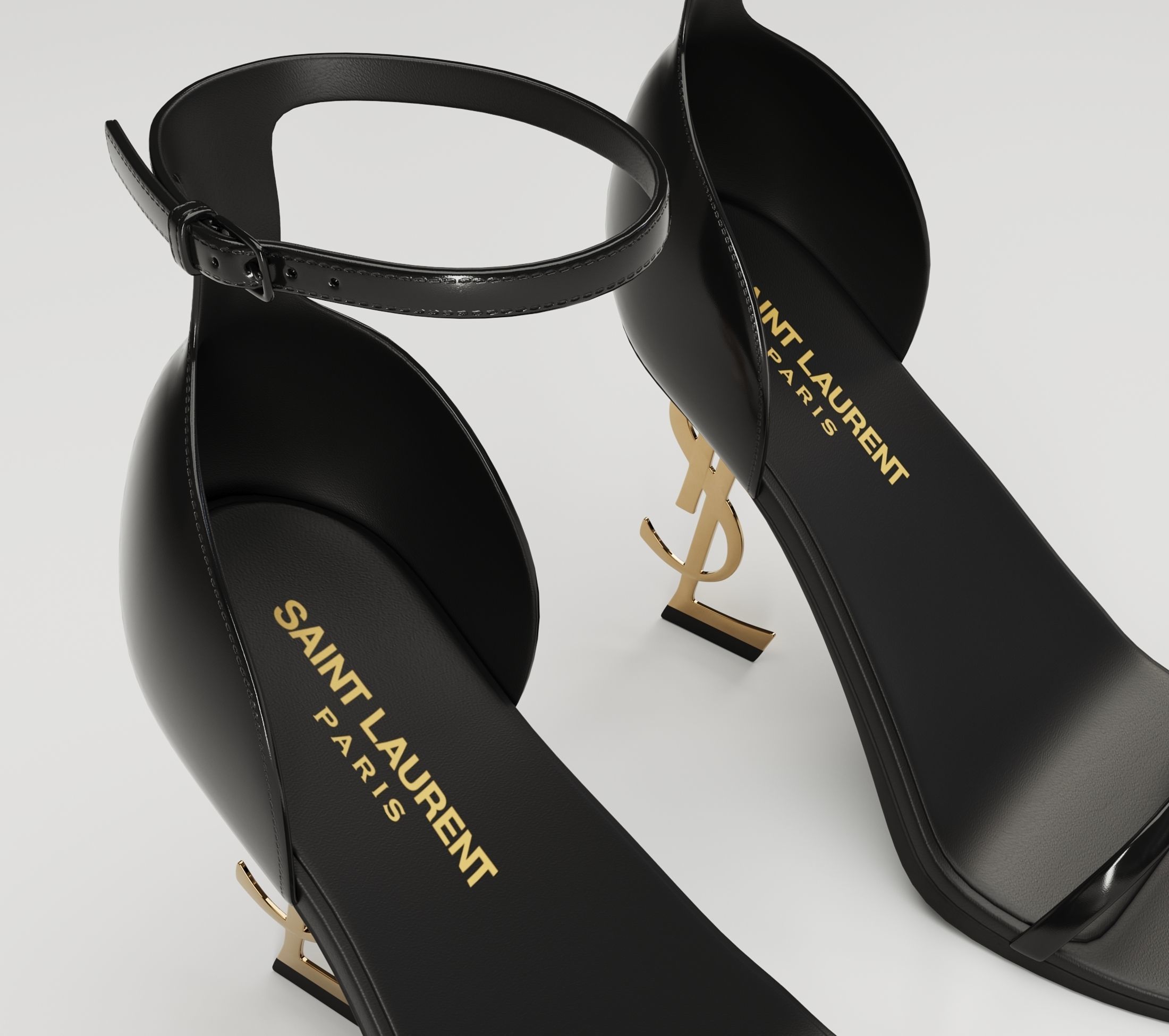 Saint Laurent heels glossy and mate Low-poly 3D model_3