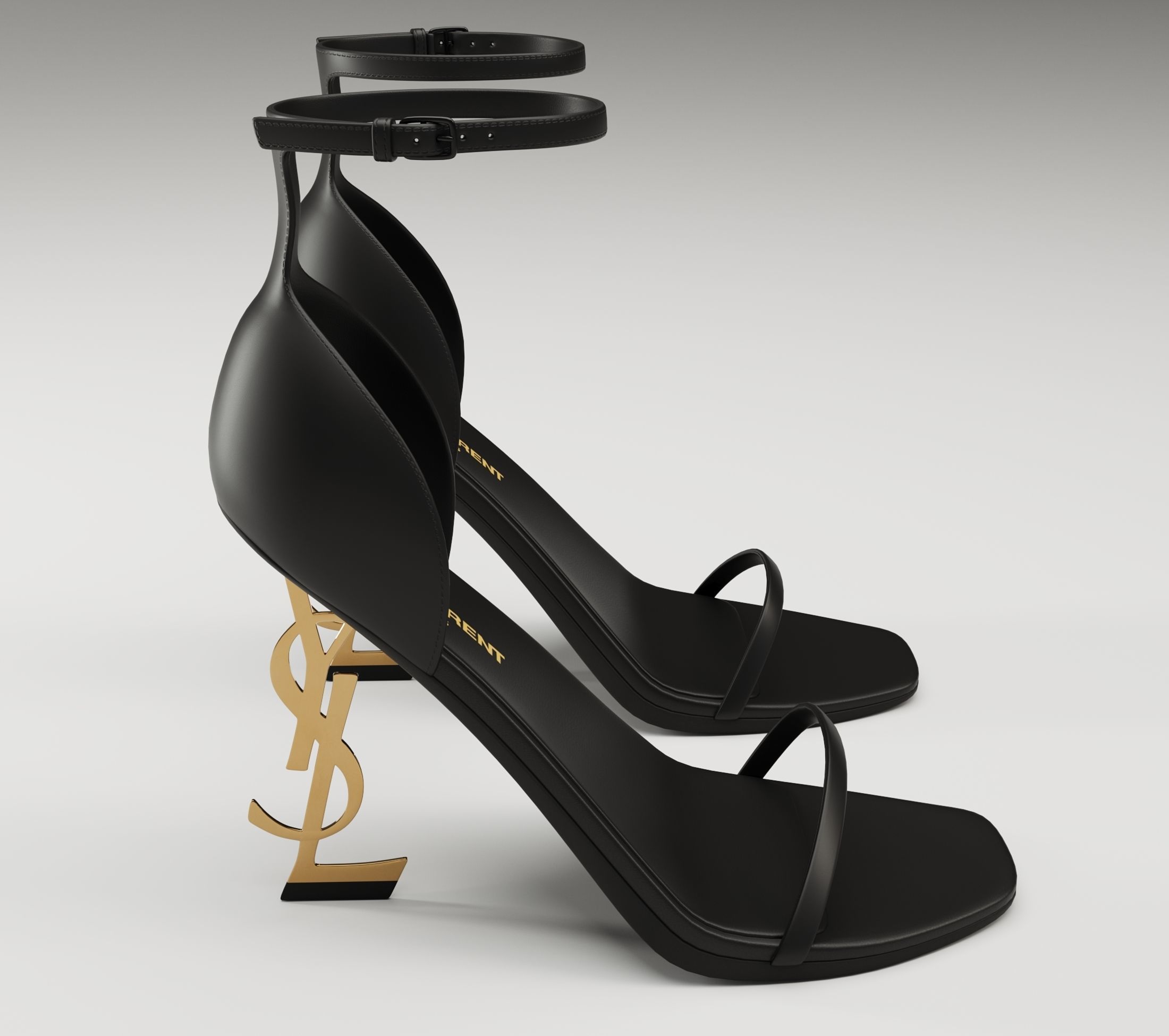 Saint Laurent heels glossy and mate Low-poly 3D model_6