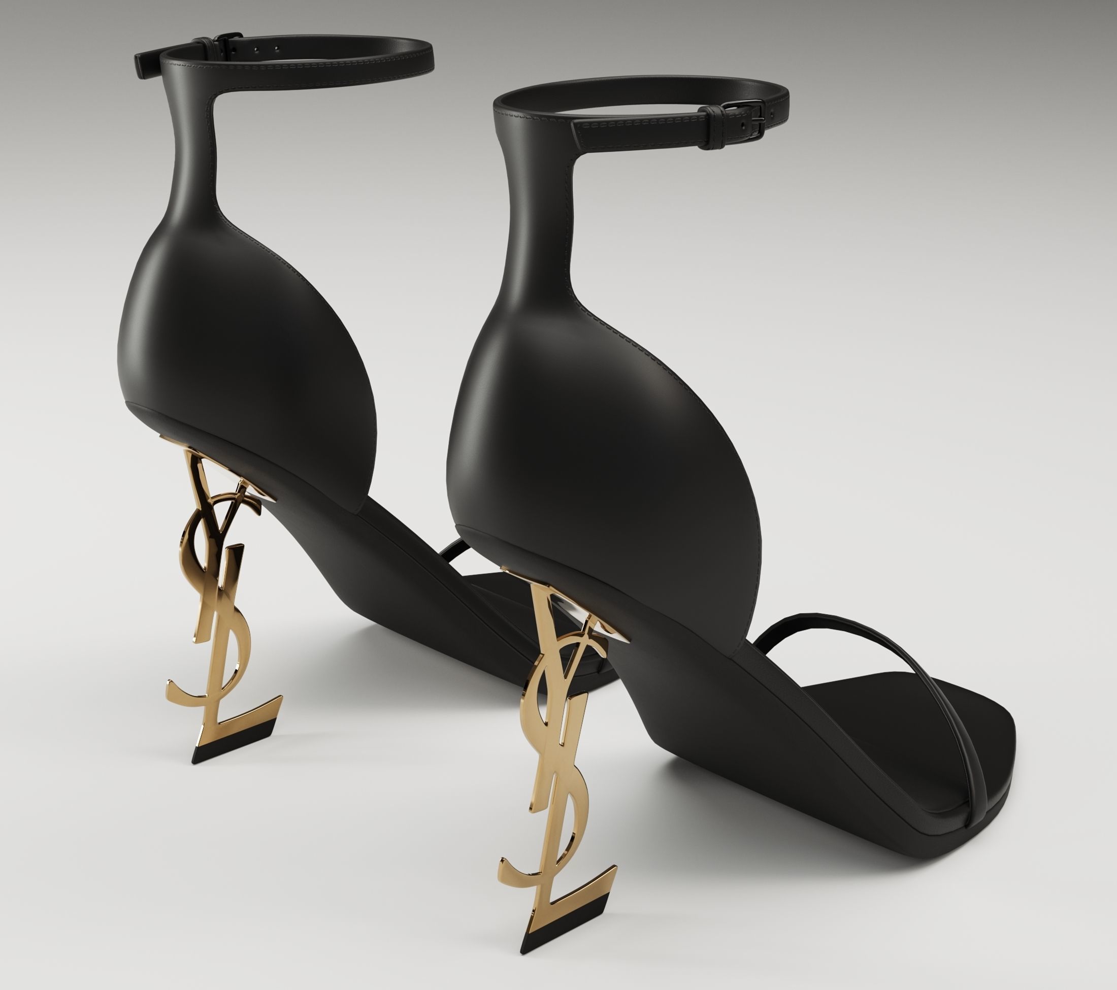 Saint Laurent heels glossy and mate Low-poly 3D model_9