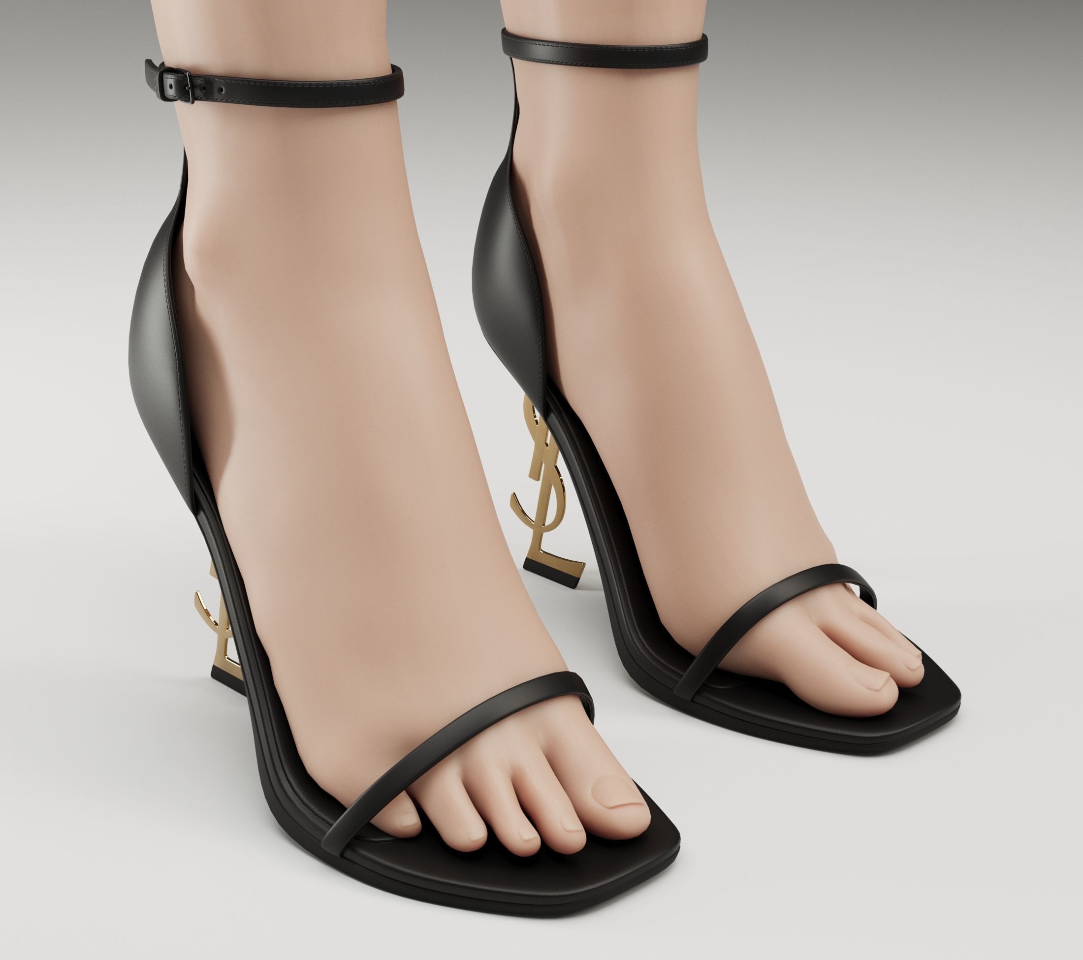 Saint Laurent heels glossy and mate Low-poly 3D model_2