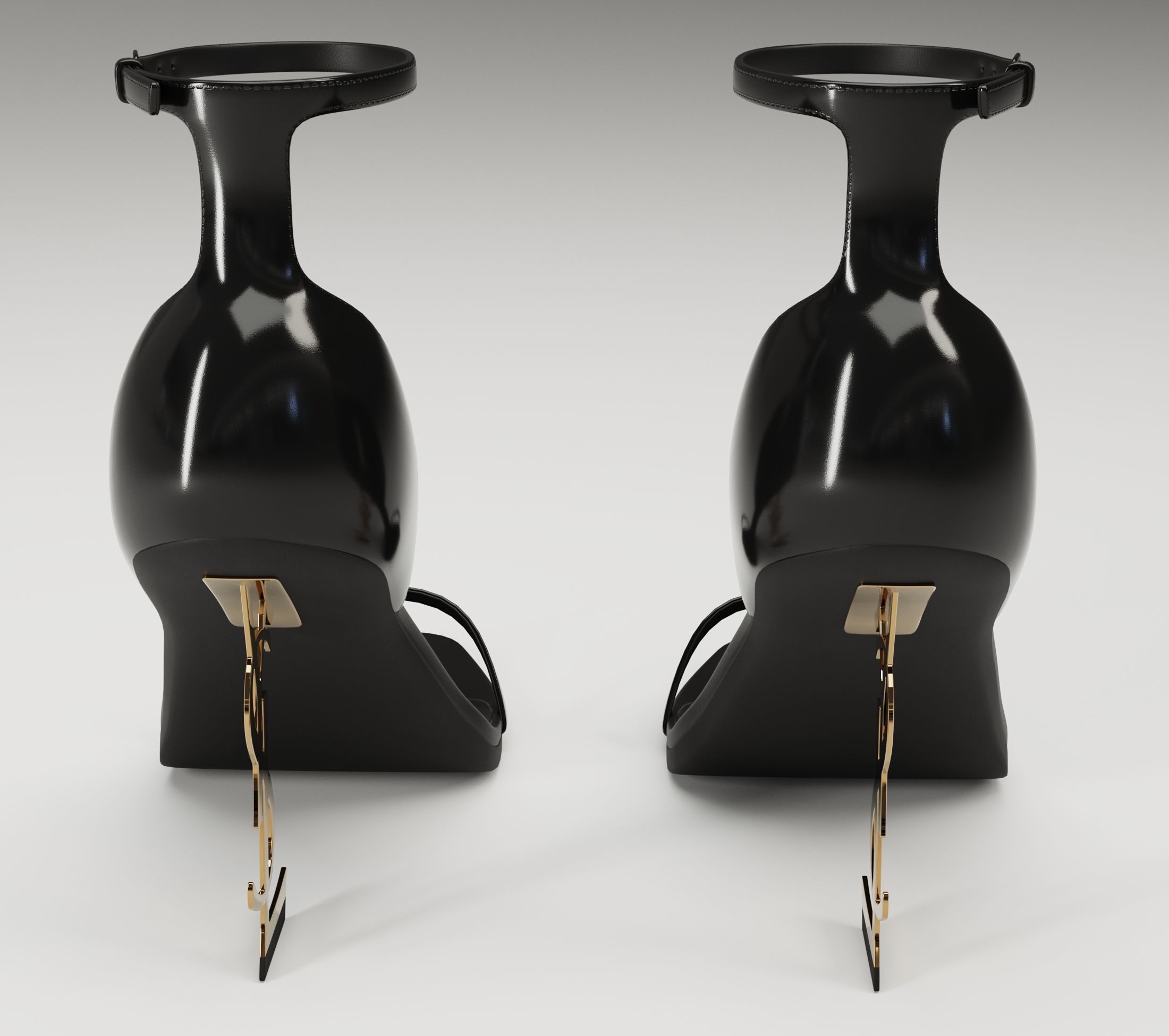 Saint Laurent heels glossy and mate Low-poly 3D model_11