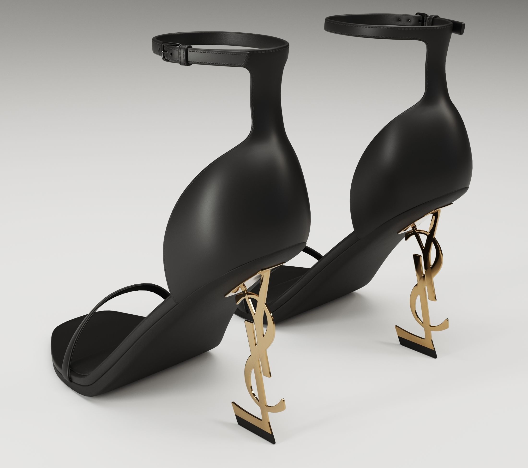 Saint Laurent heels glossy and mate Low-poly 3D model_15