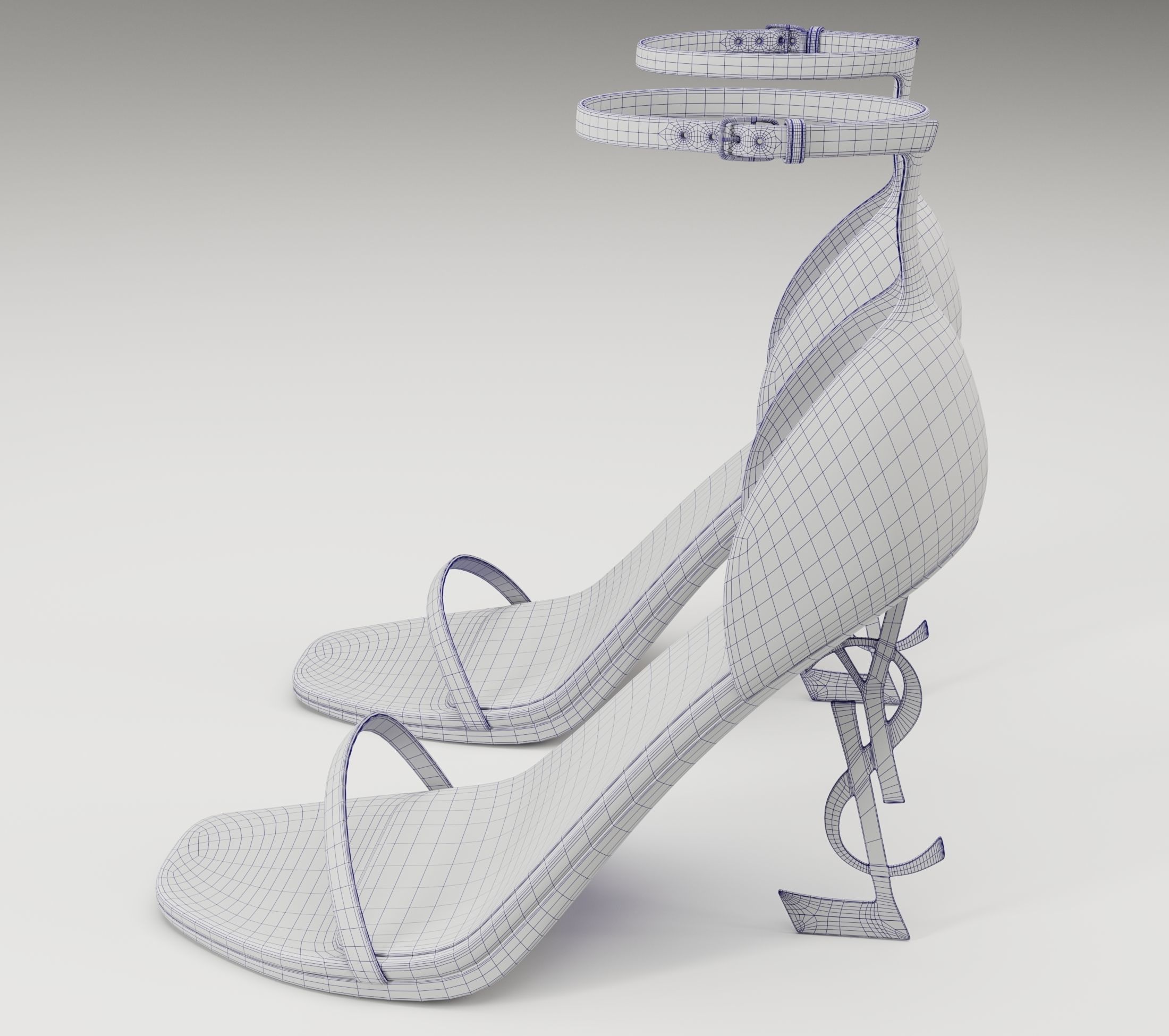 Saint Laurent heels glossy and mate Low-poly 3D model_27