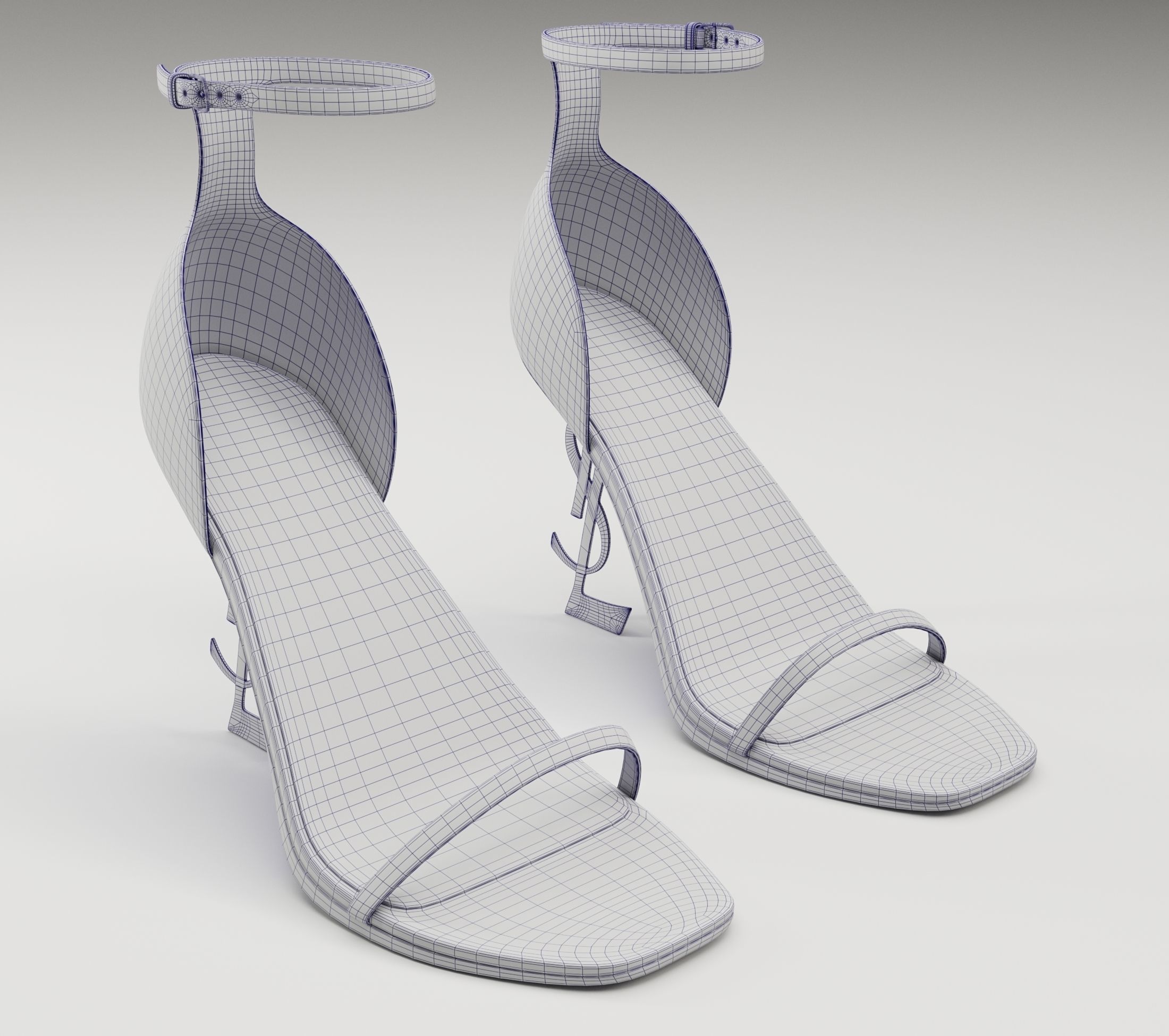 Saint Laurent heels glossy and mate Low-poly 3D model_21