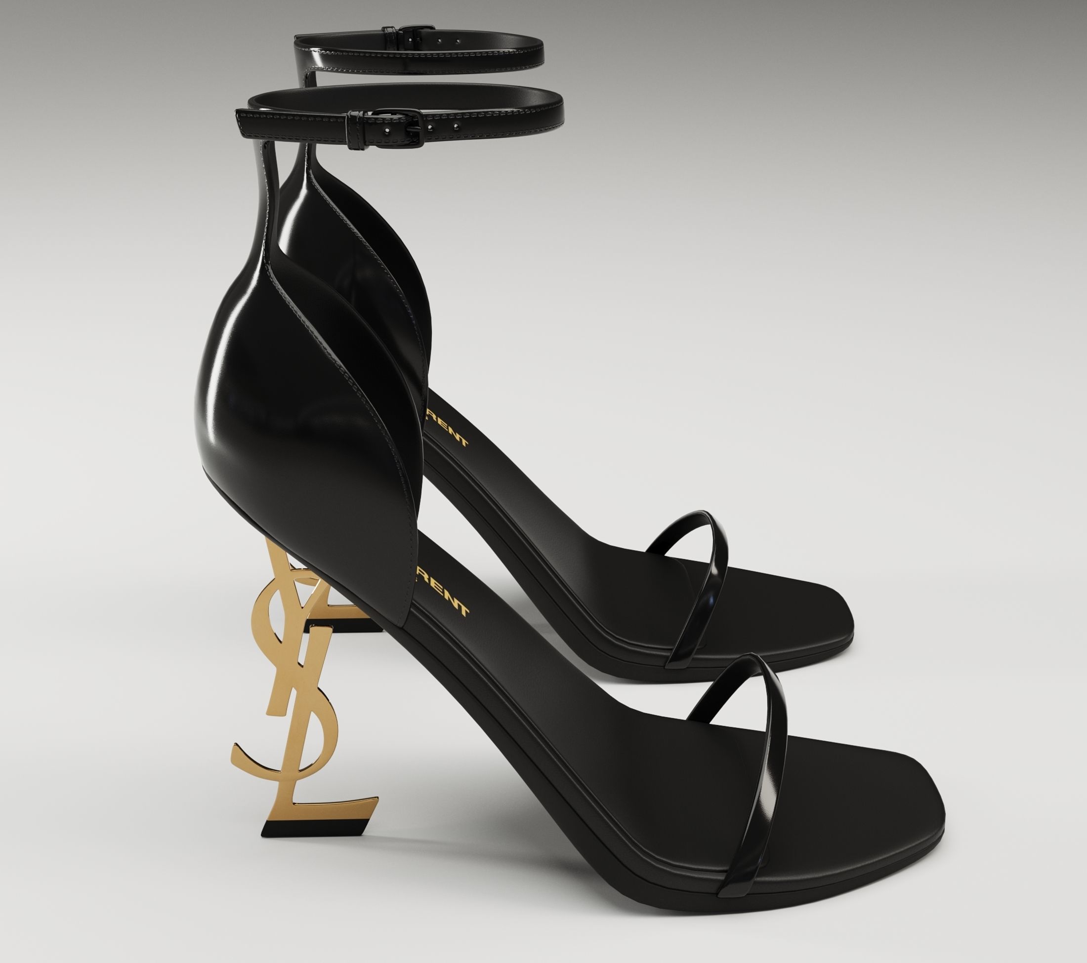 Saint Laurent heels glossy and mate Low-poly 3D model_5