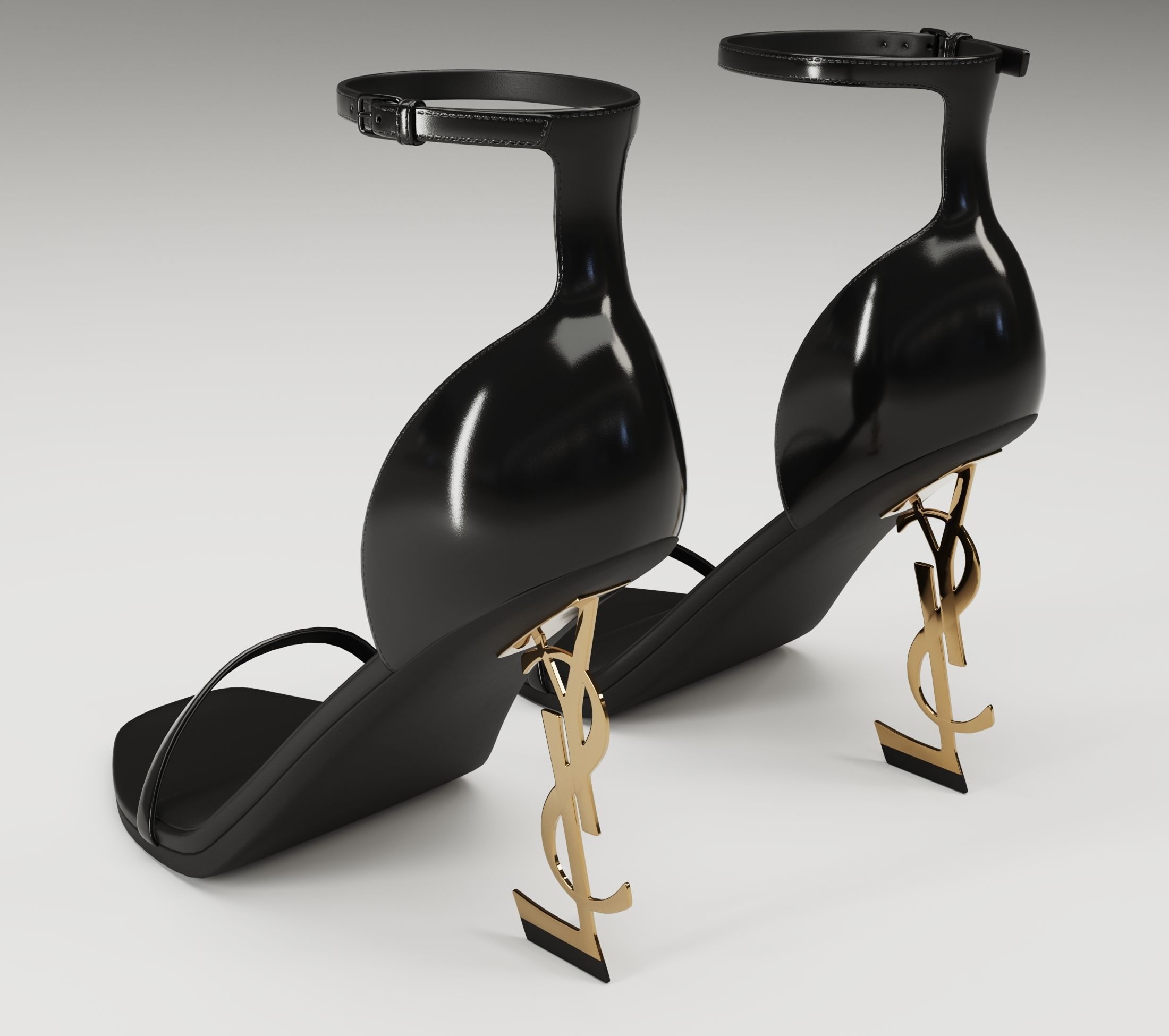 Saint Laurent heels glossy and mate Low-poly 3D model_14